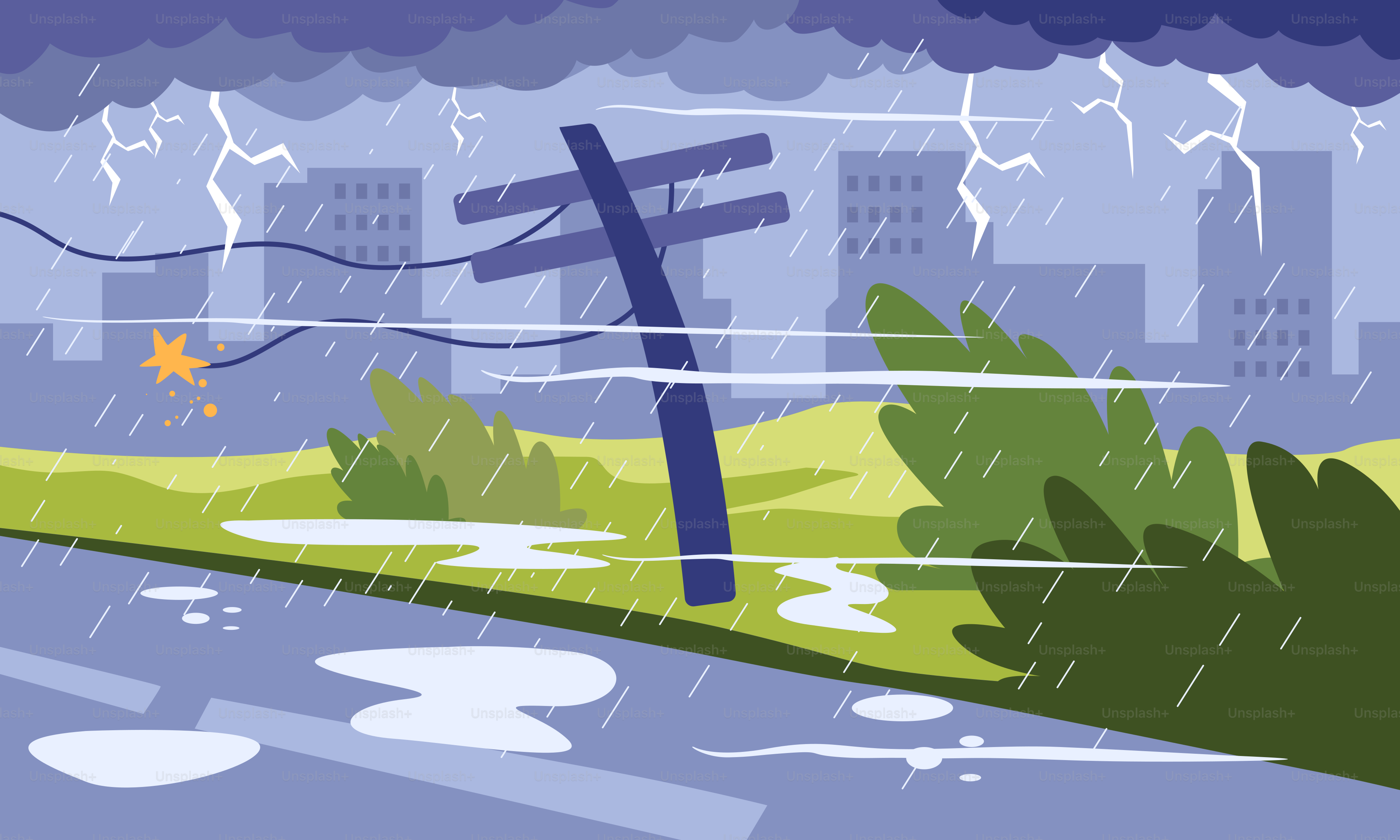 A painting of a city with a river running through it