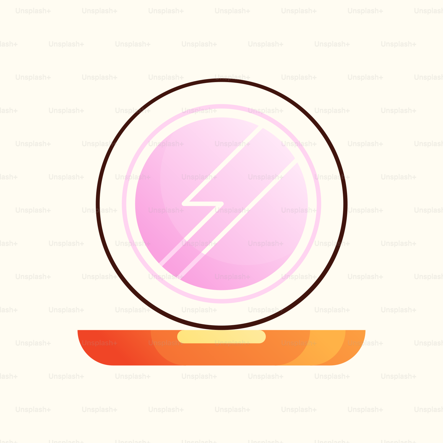 Un oggetto rotondo con un fulmine su di esso