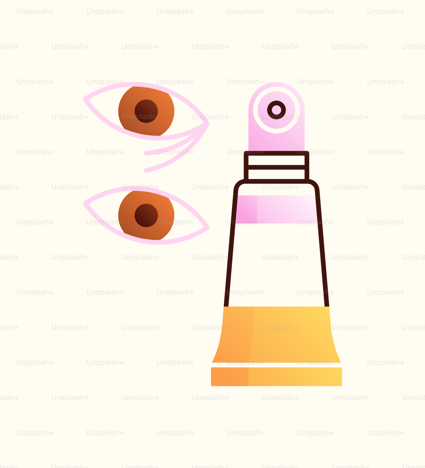 An illustration of a bottle of liquid with two eyes coming out of it