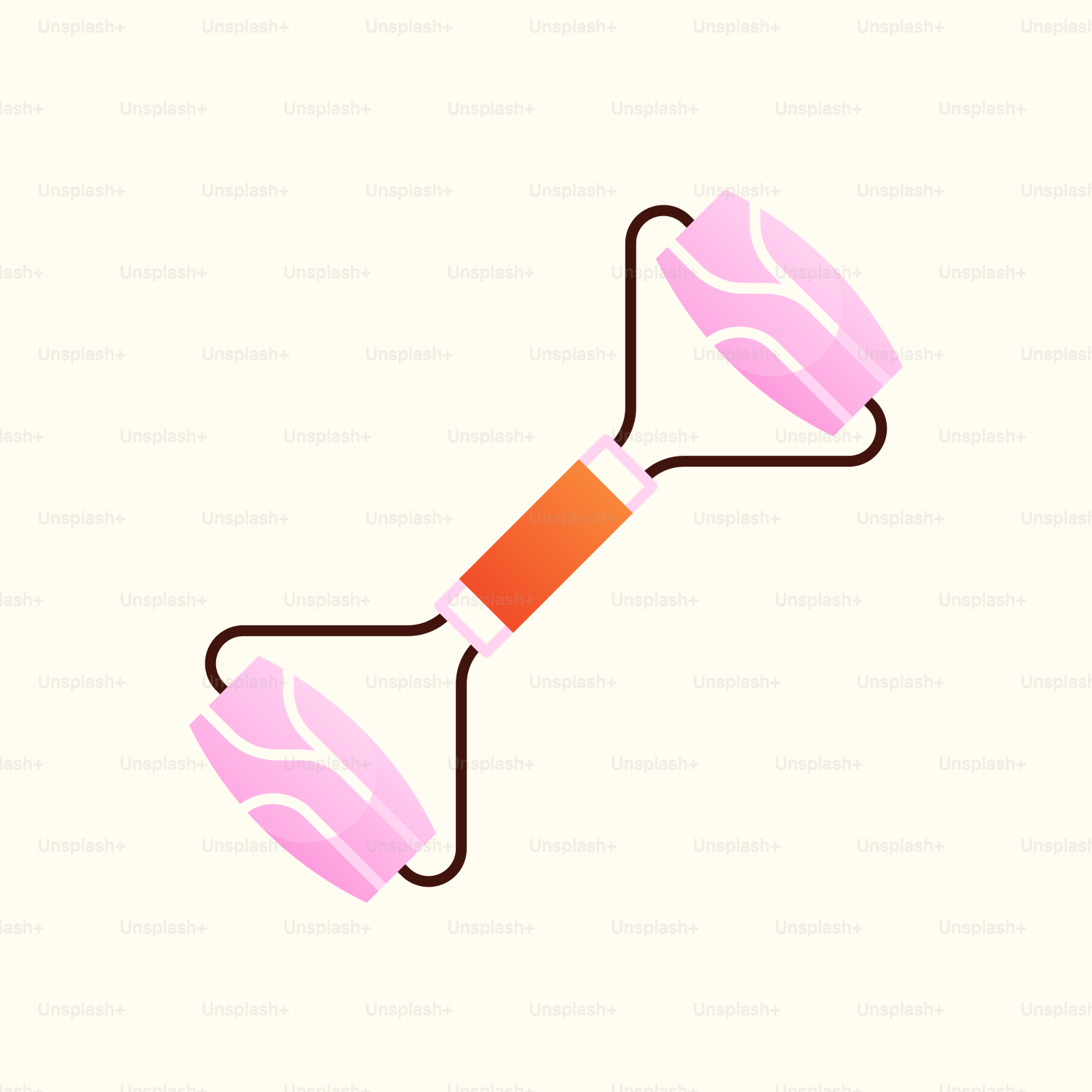 Ein rosa-orangefarbenes Objekt mit langem Henkel