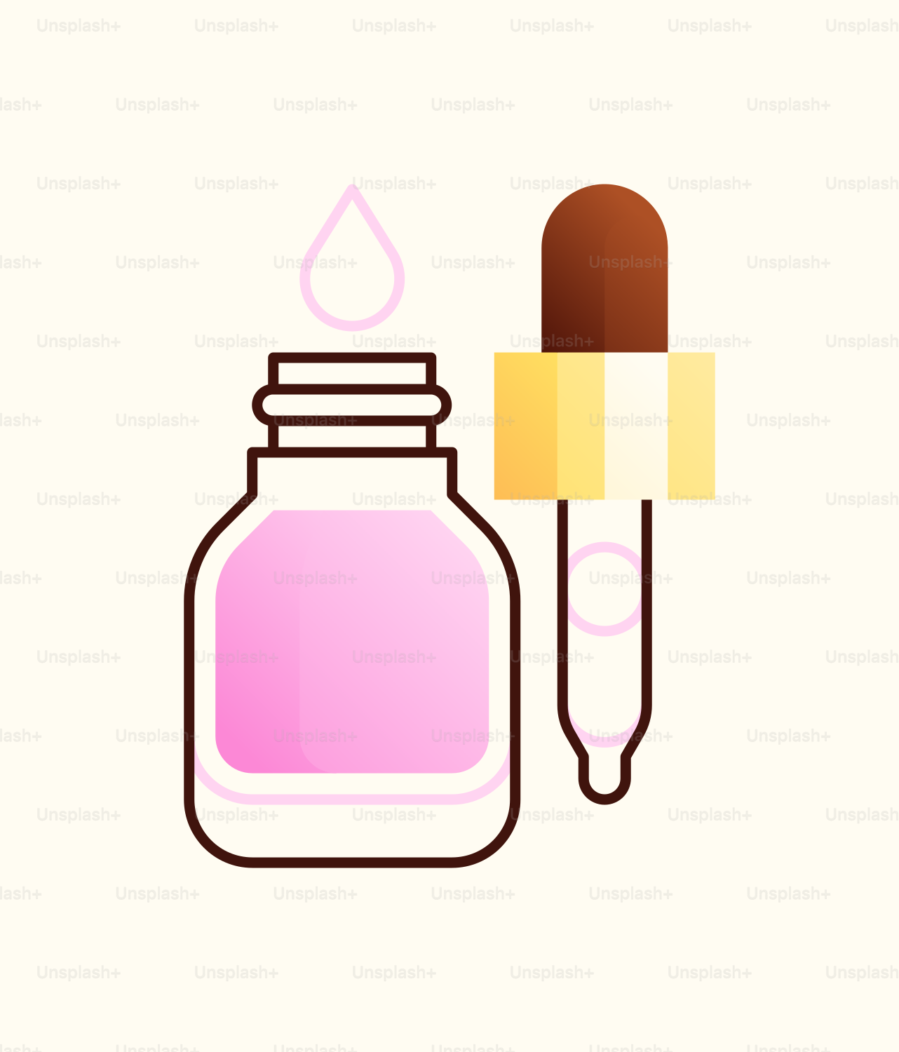 A bottle of lipstick and a brush with a dropper