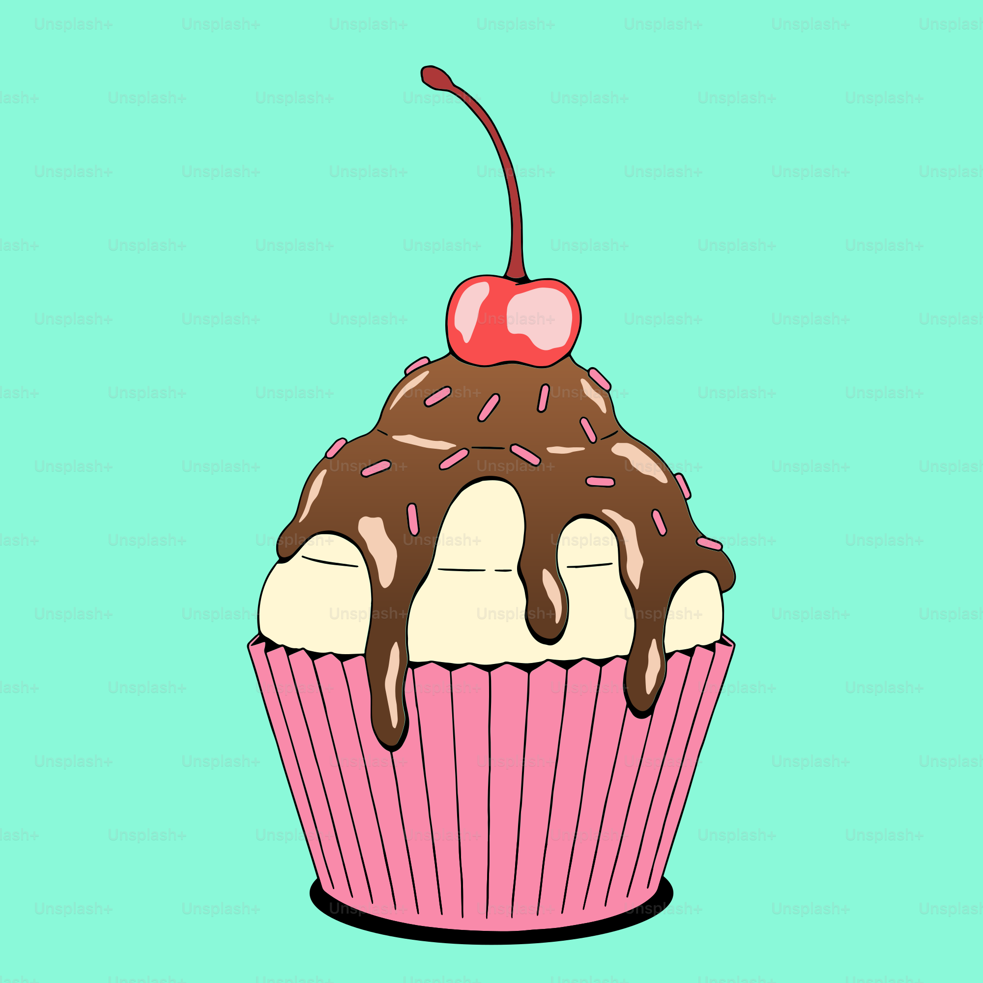A cupcake with chocolate frosting and a cherry on top