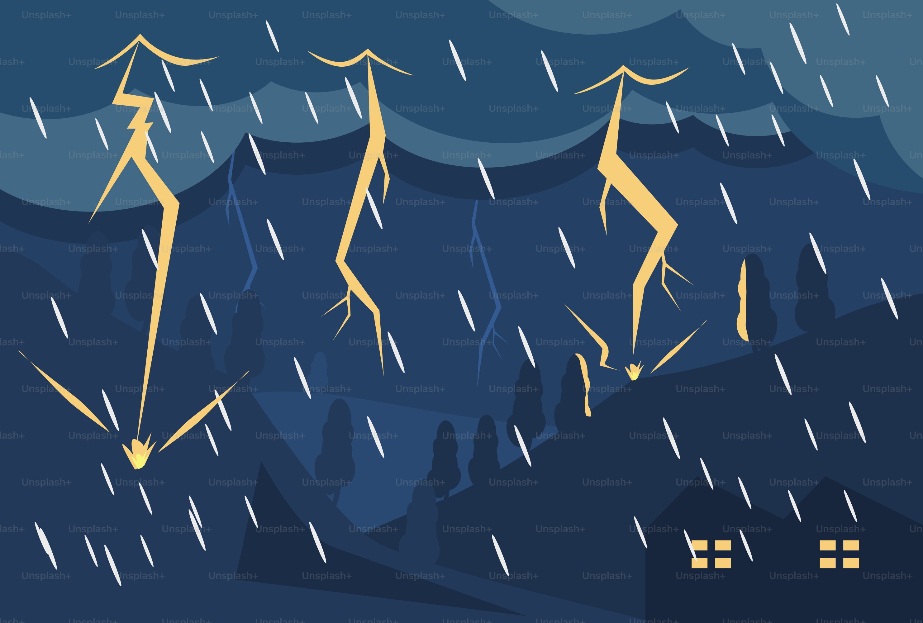 A group of people standing on top of a hill in the rain