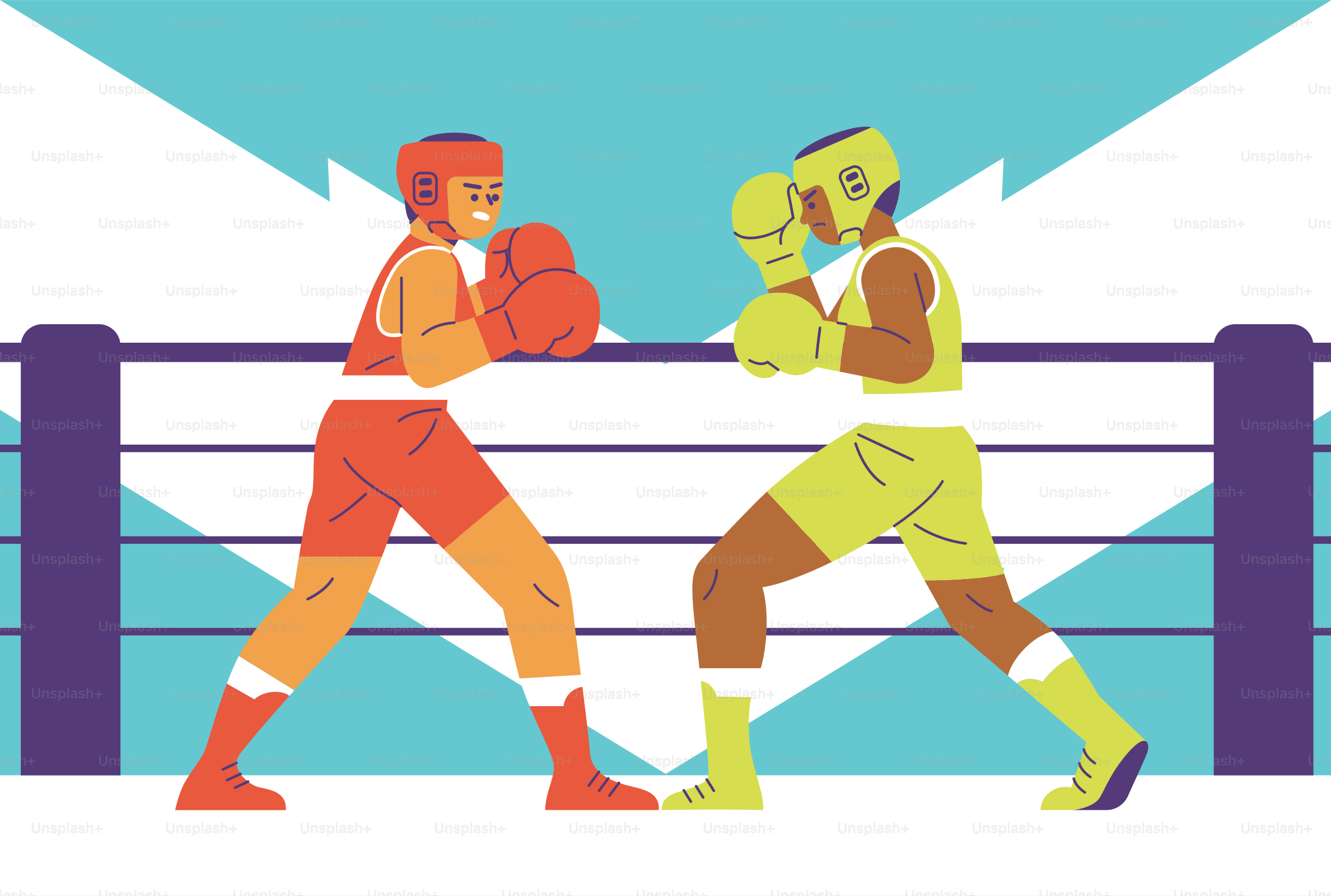 A couple of men standing next to each other in a boxing ring