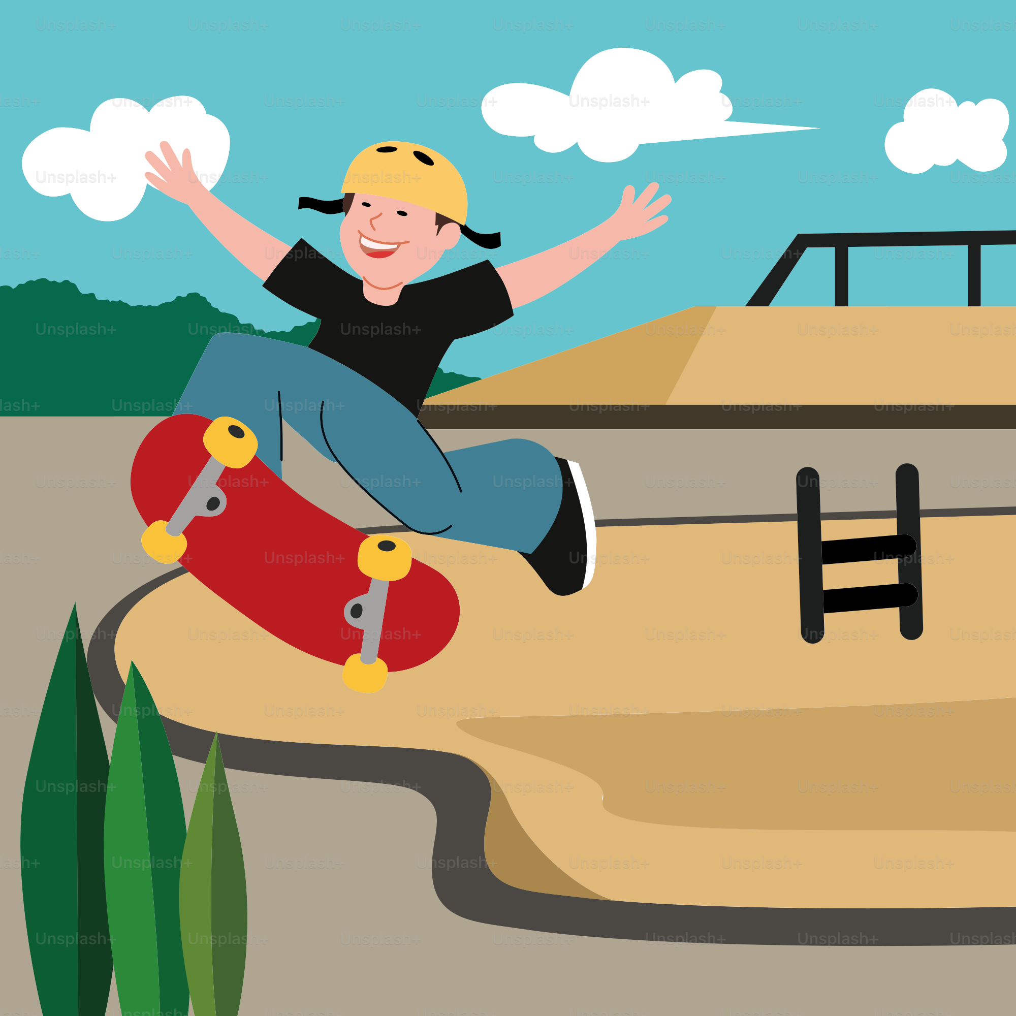 A man riding a skateboard on top of a ramp