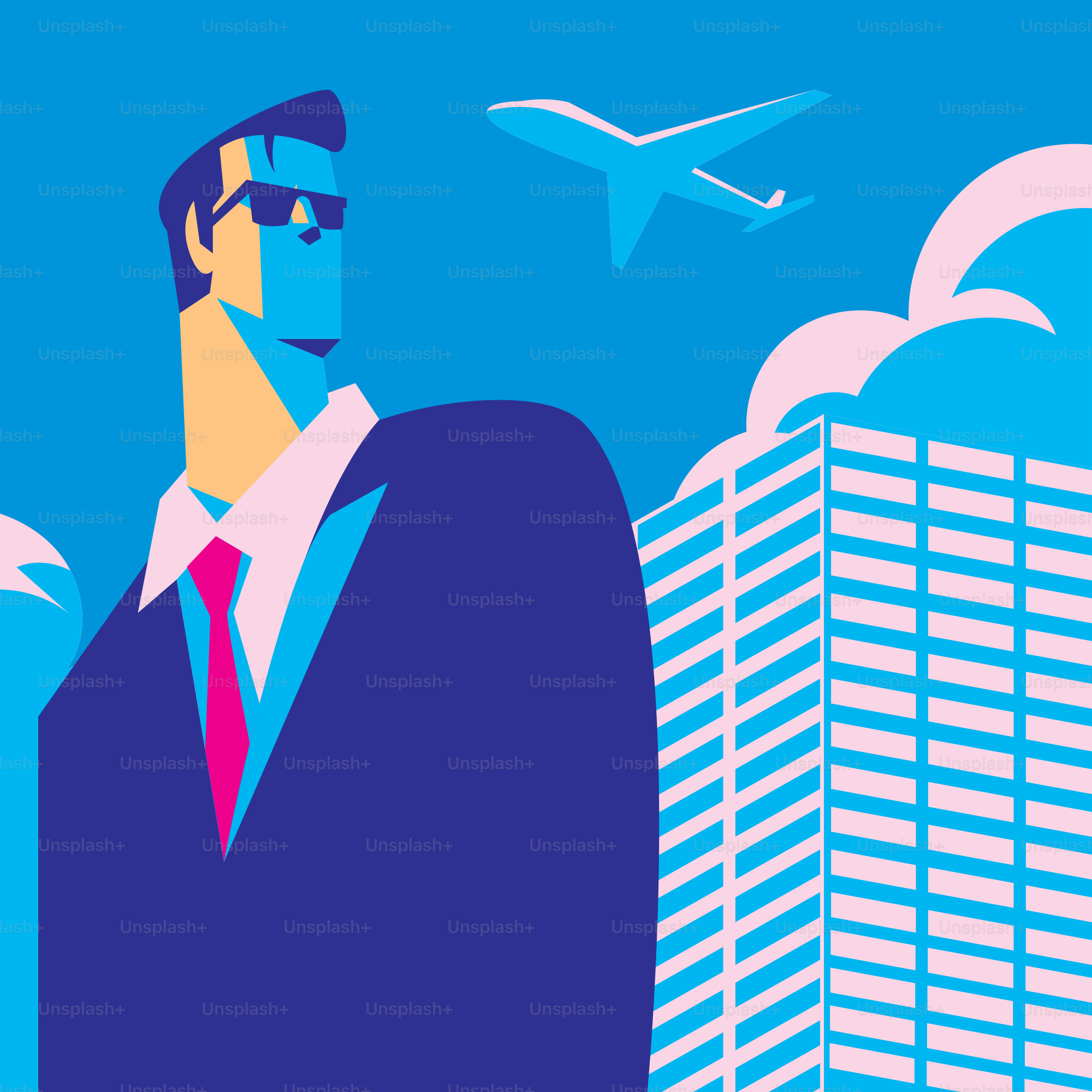 Ein Mann in Anzug und Krawatte steht vor einem hohen Gebäude