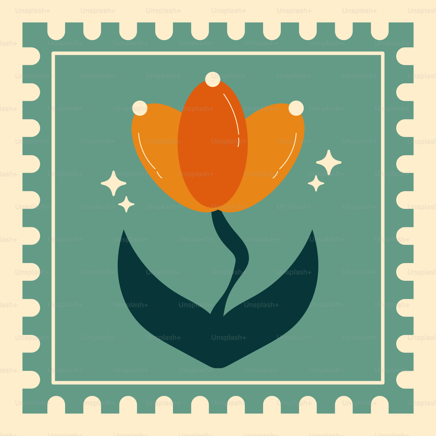 A stamp with a picture of a flower on it
