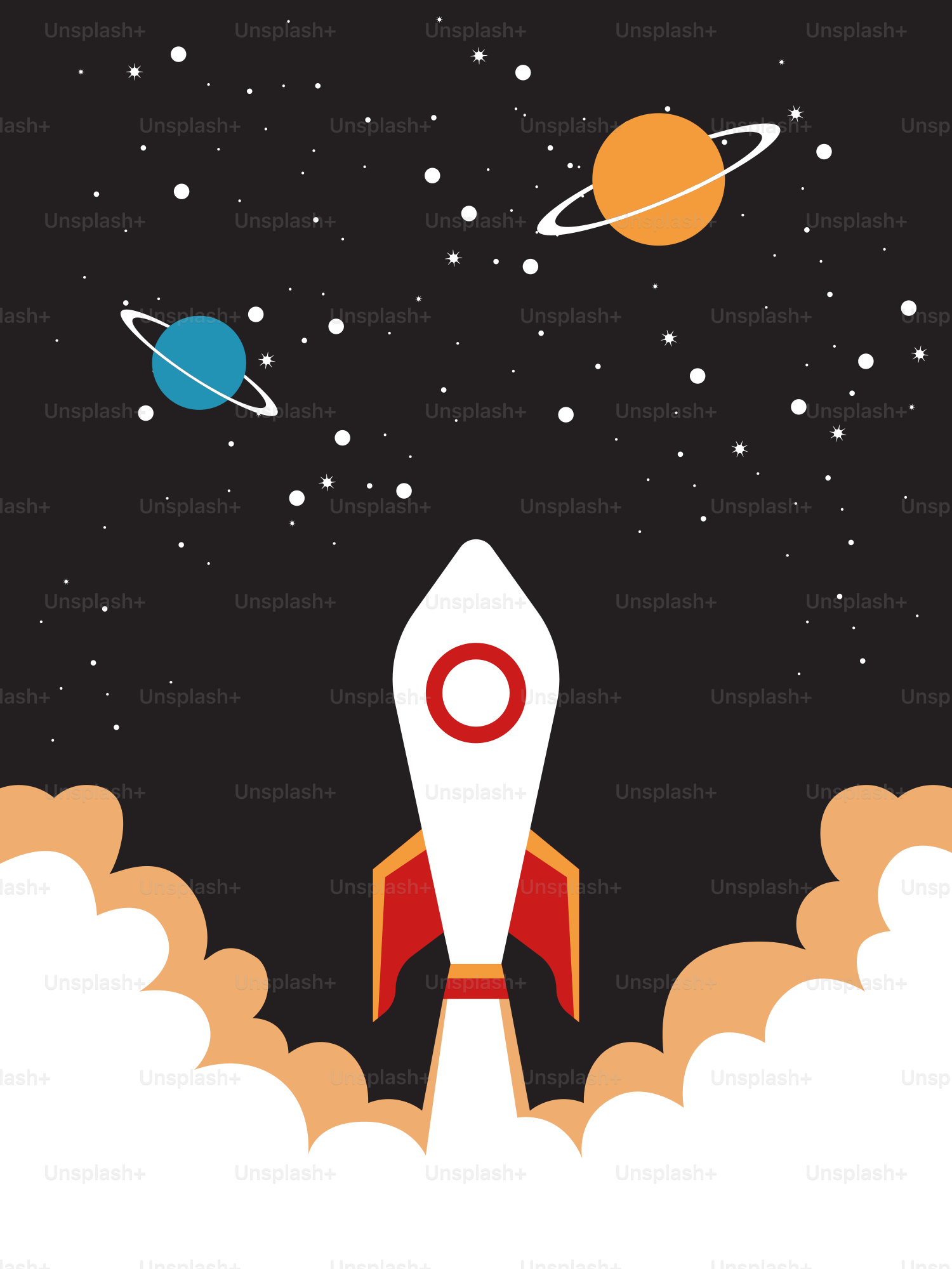 A space shuttle flying through the sky with saturn in the background