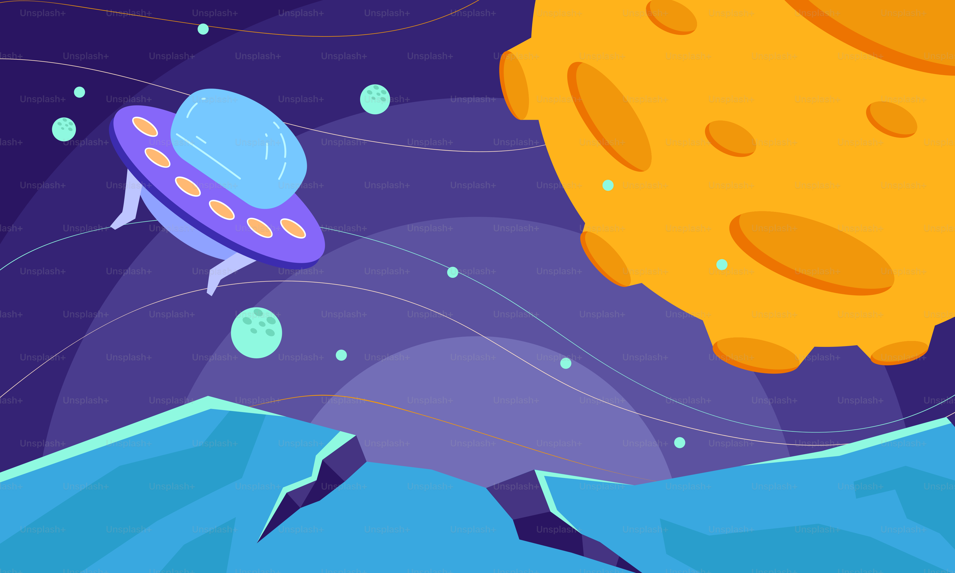 바다 위 우주선의 컴퓨터 생성 이미지