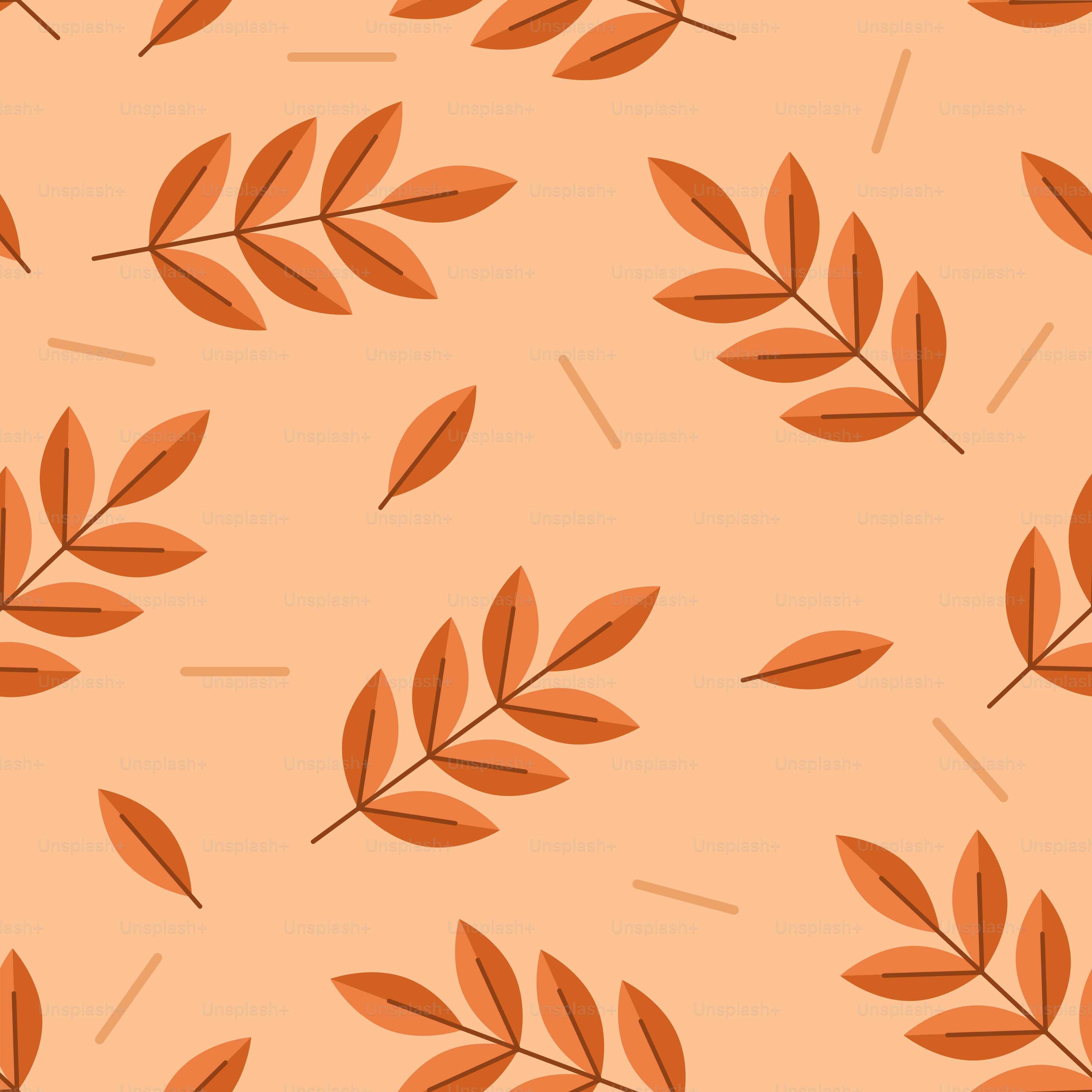 A pattern of leaves on an orange background