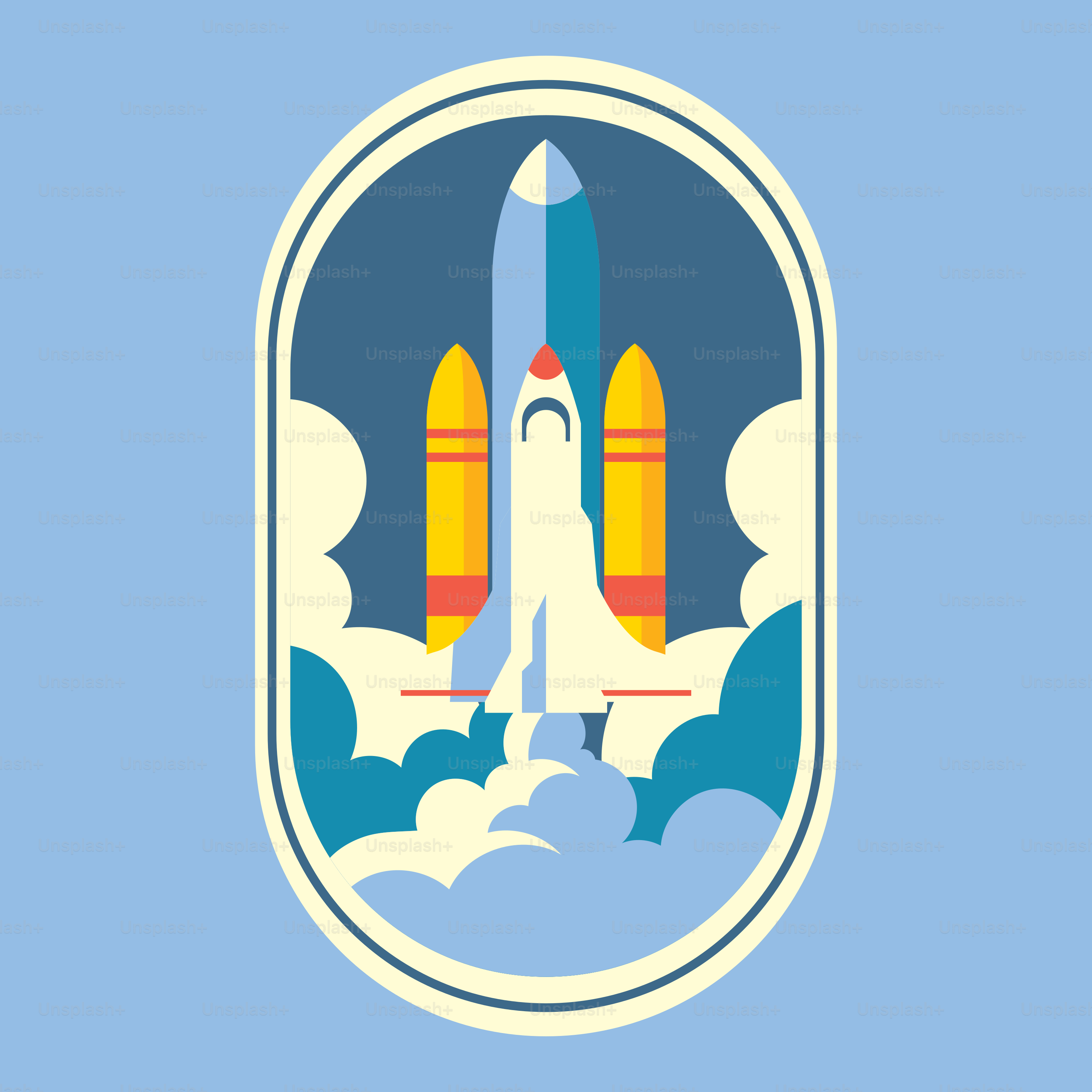 A space shuttle is flying through the sky