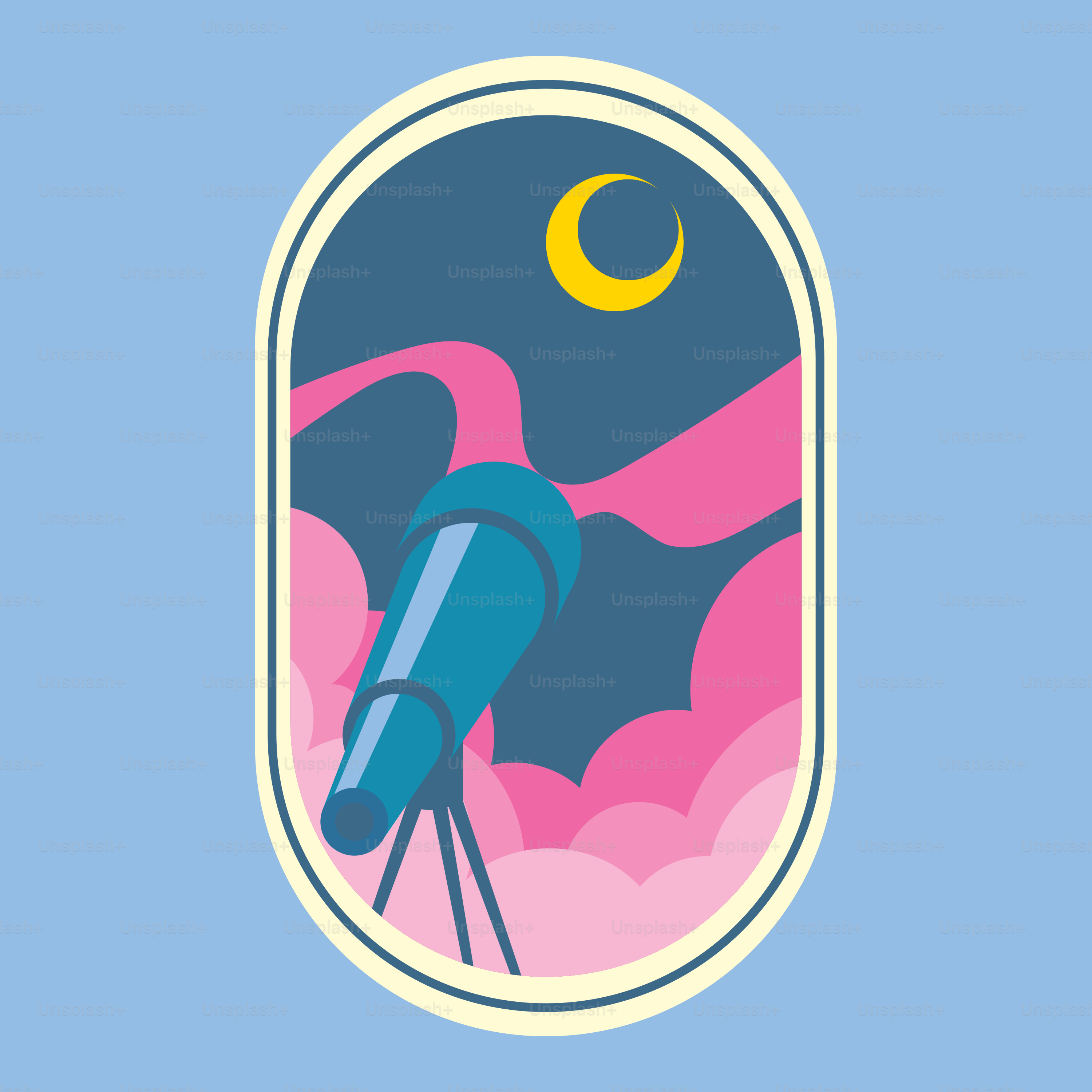 A picture of a telescope with the moon in the background