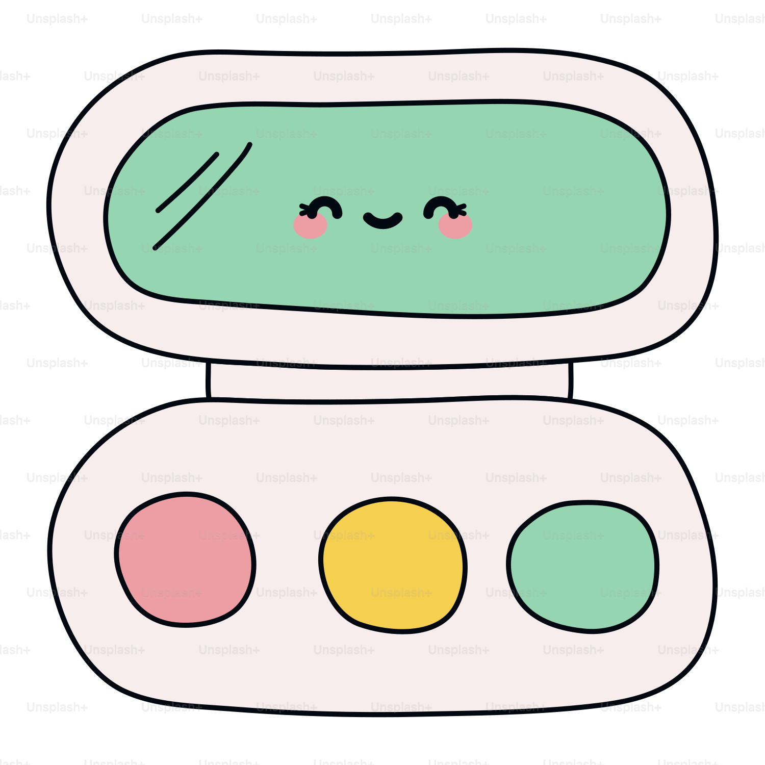 Um desenho de um rosto em cima de um espelho