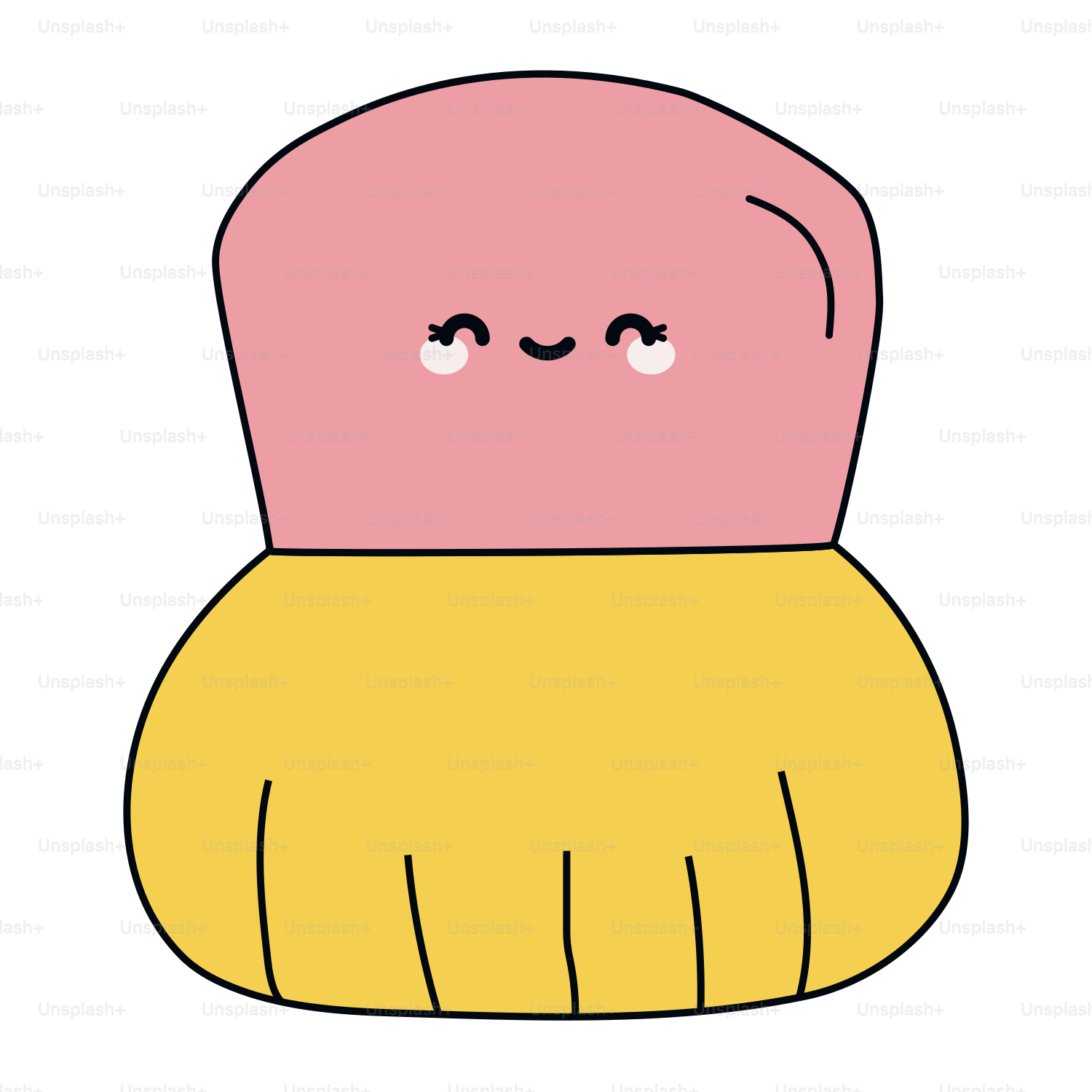 A drawing of a pink and yellow hair