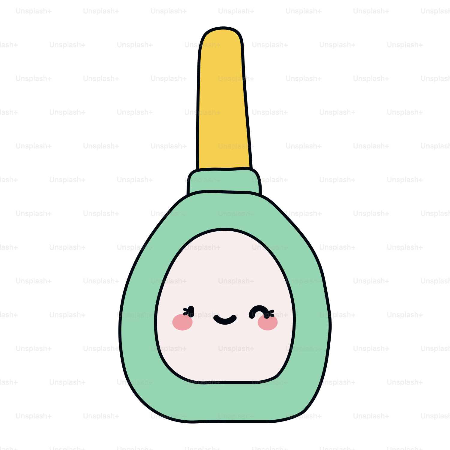 A green and yellow object with a face on it