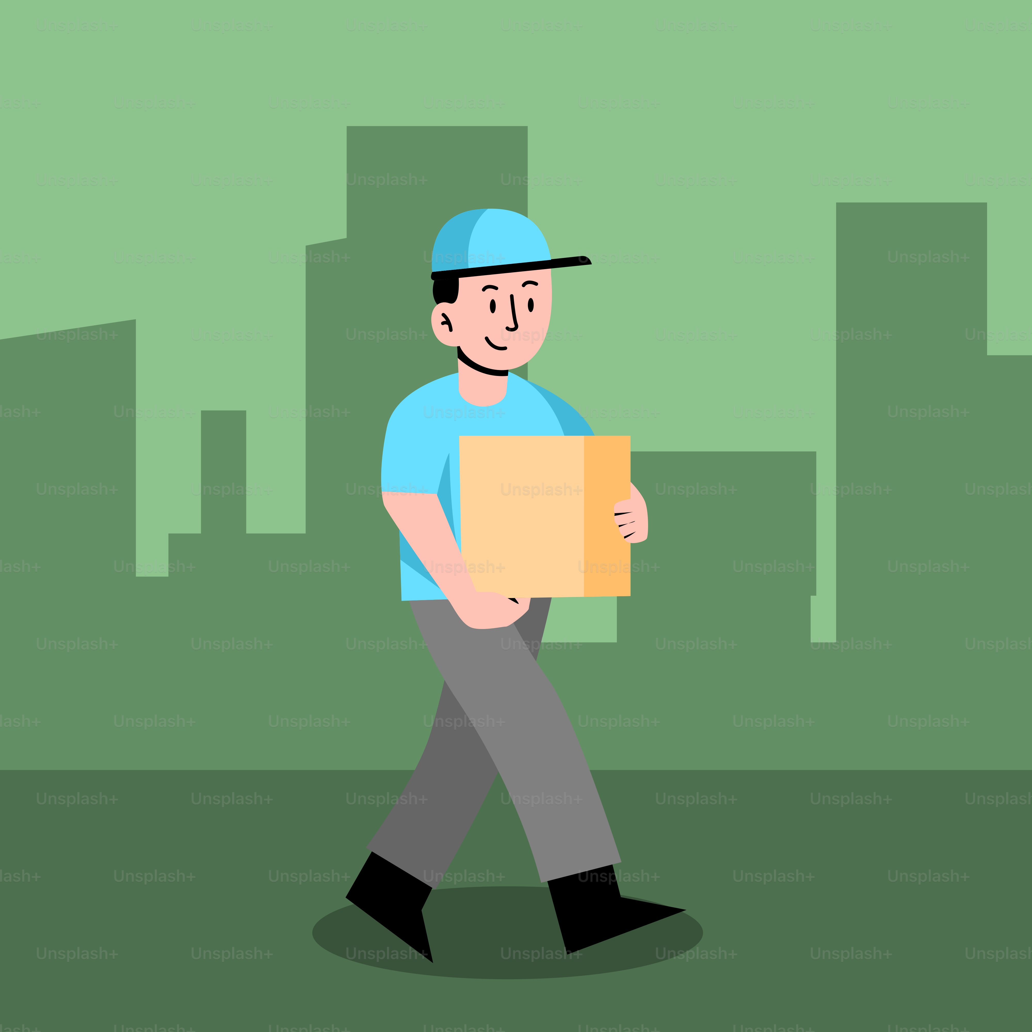 A man carrying a box in a city