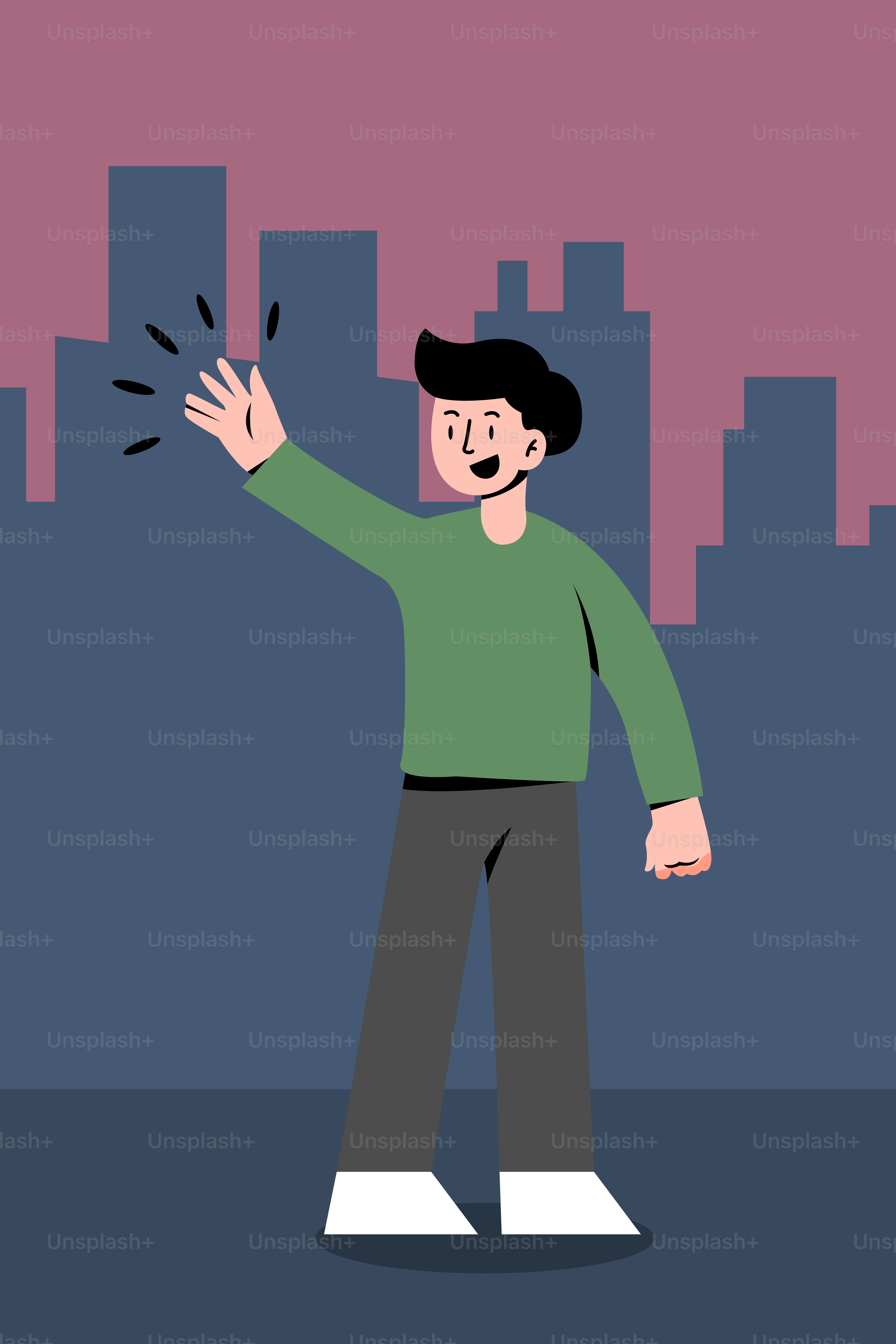 Un uomo in piedi davanti allo skyline di una città