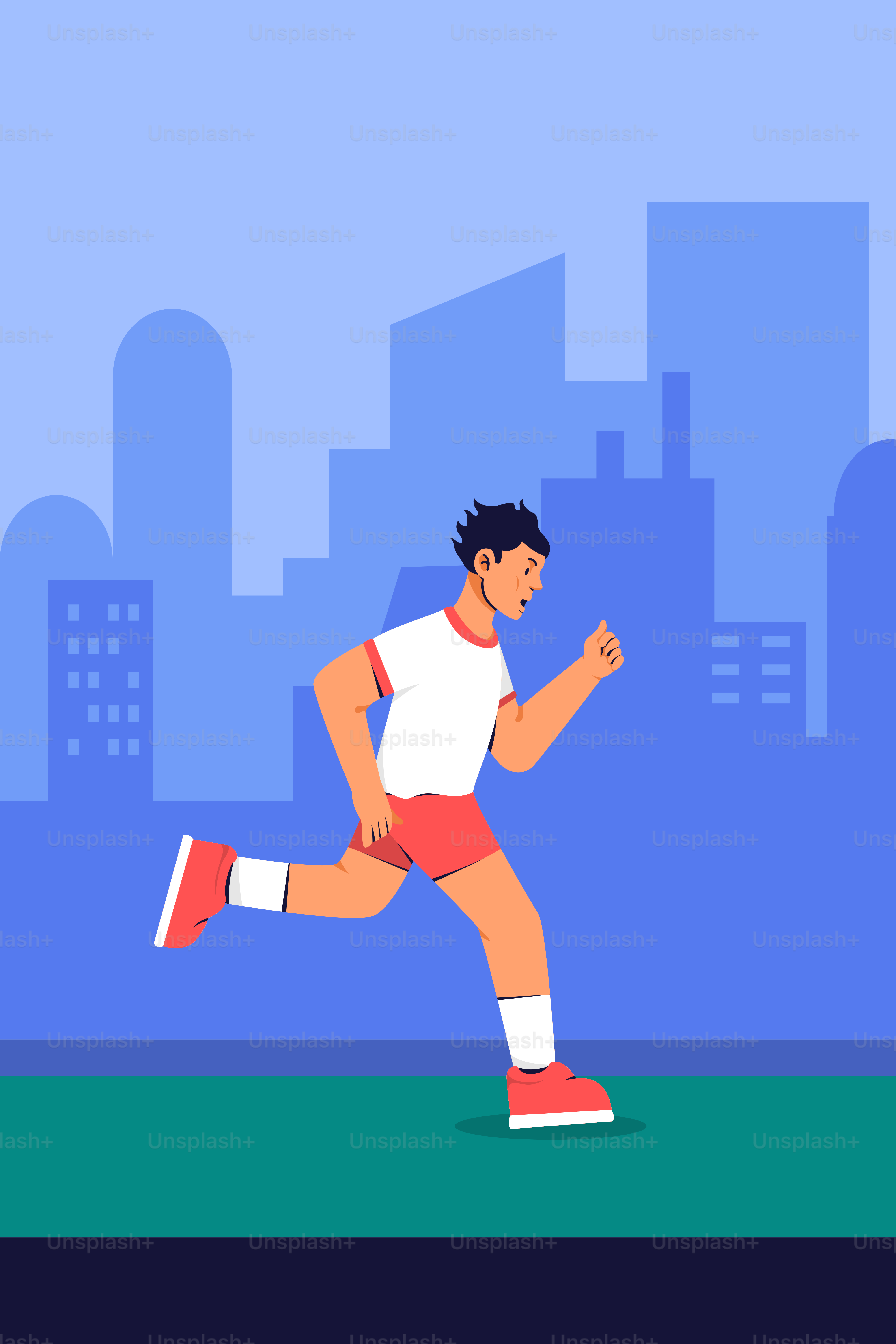 A man running on a city street