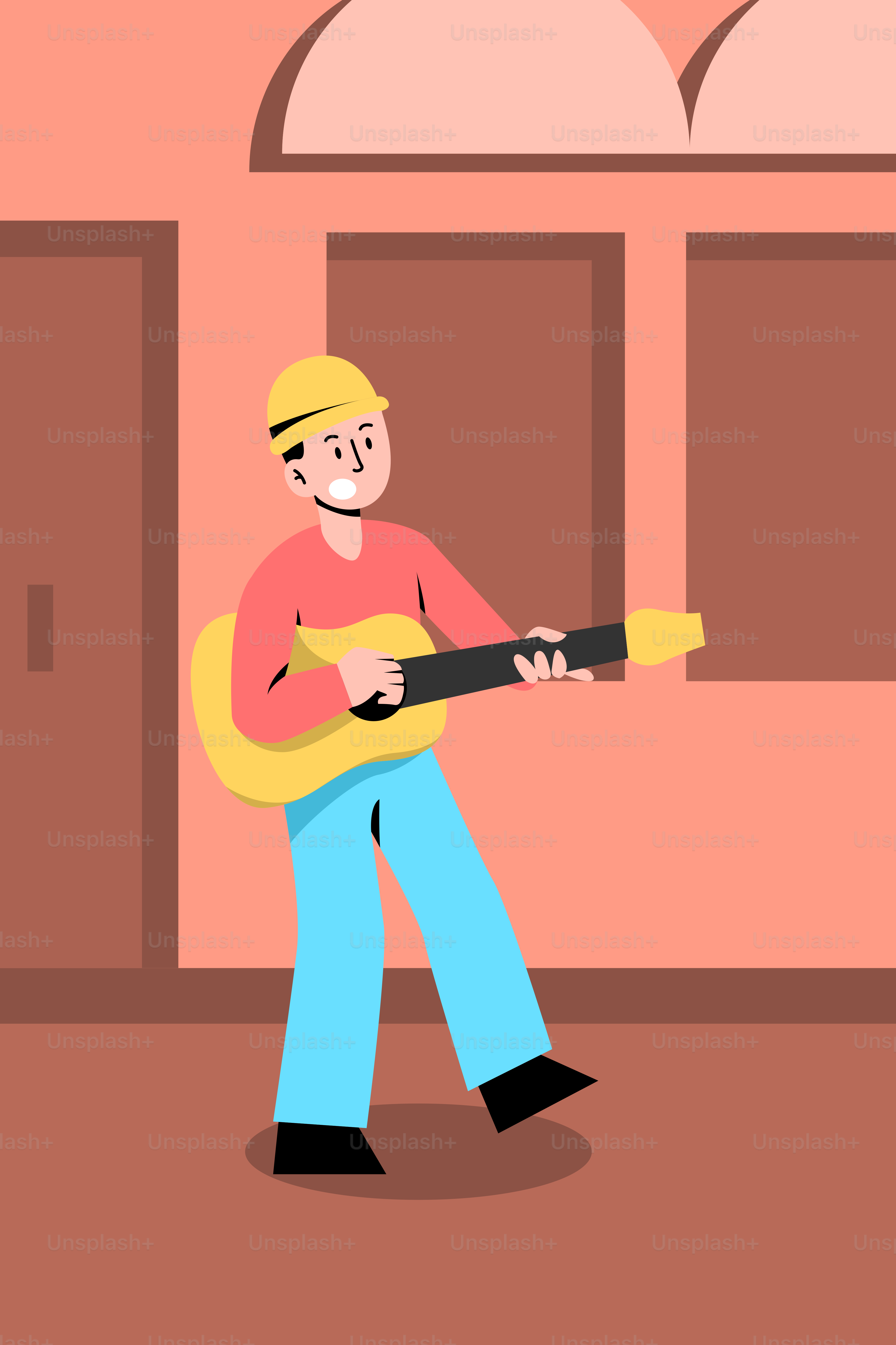 Un hombre tocando la guitarra en una habitación