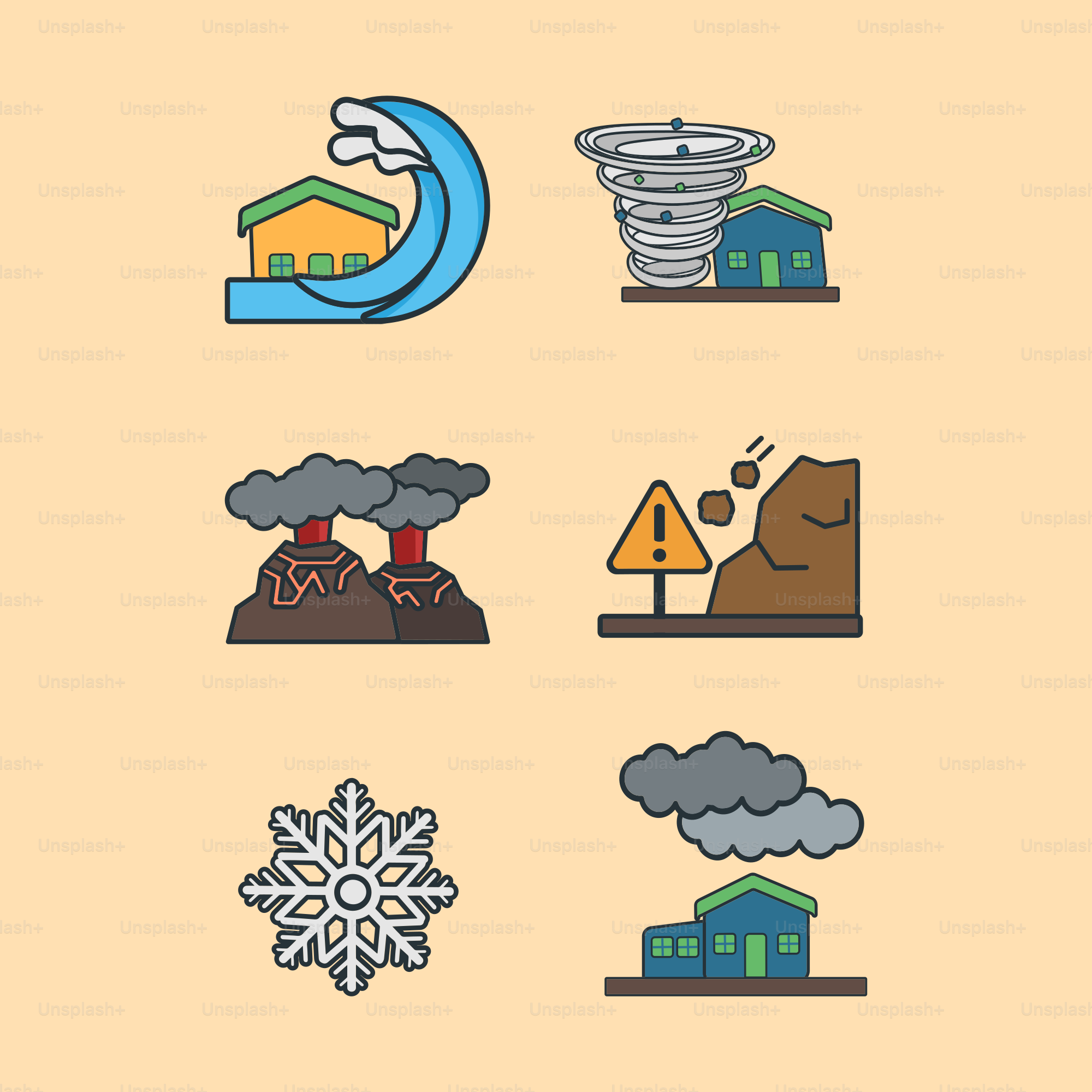 Una serie de iconos que representan diferentes tipos de clima