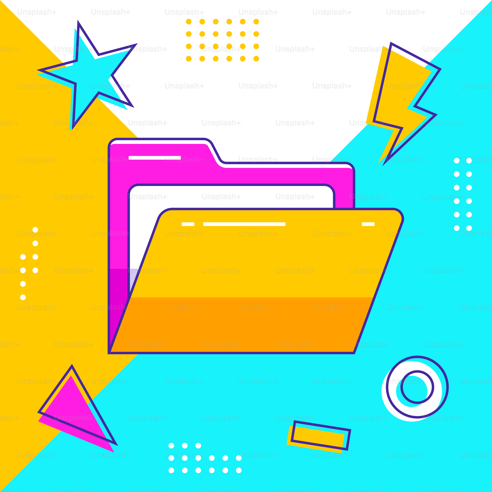 A colorful background with a folder and stars