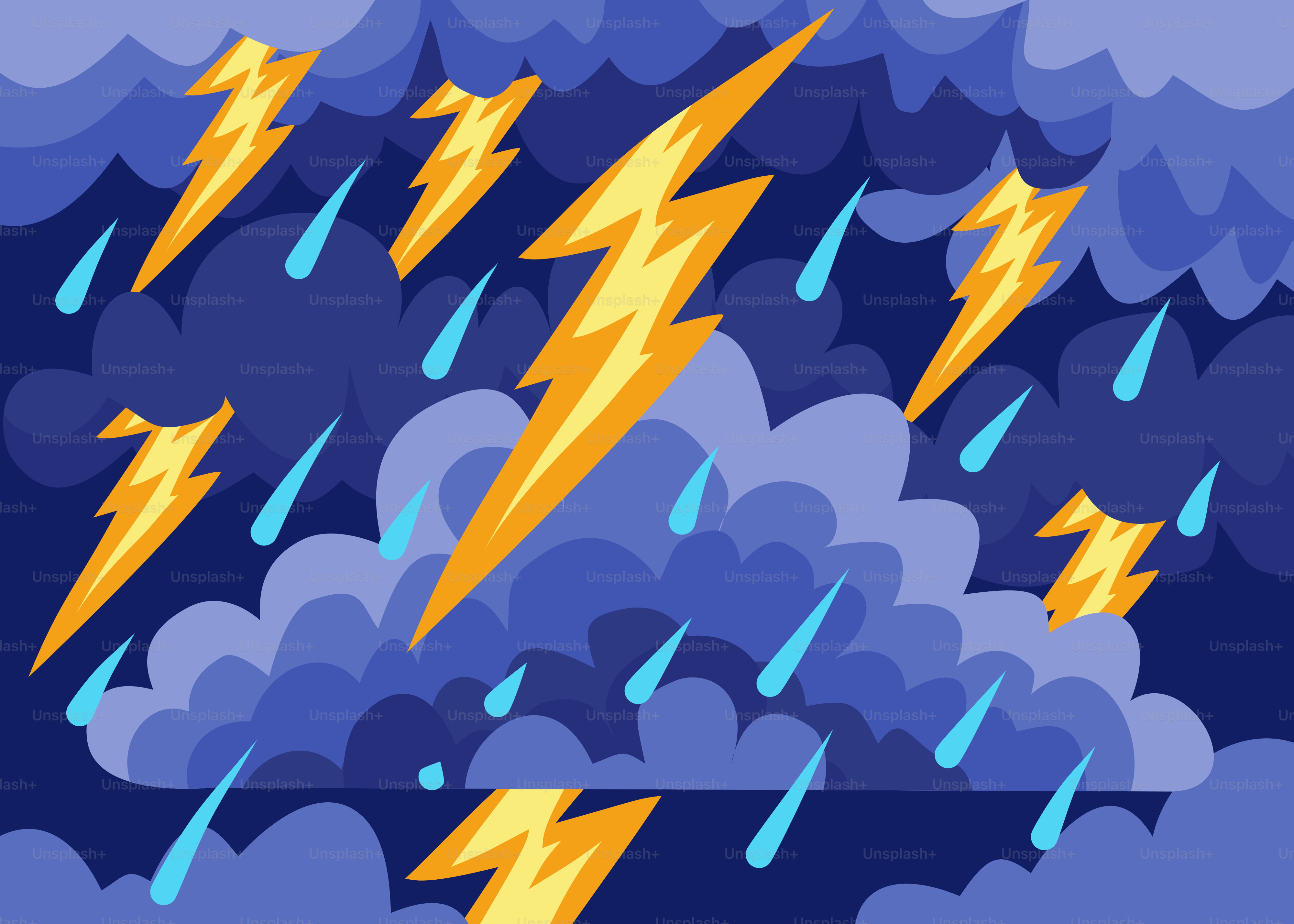 A bunch of lightnings that are in the sky