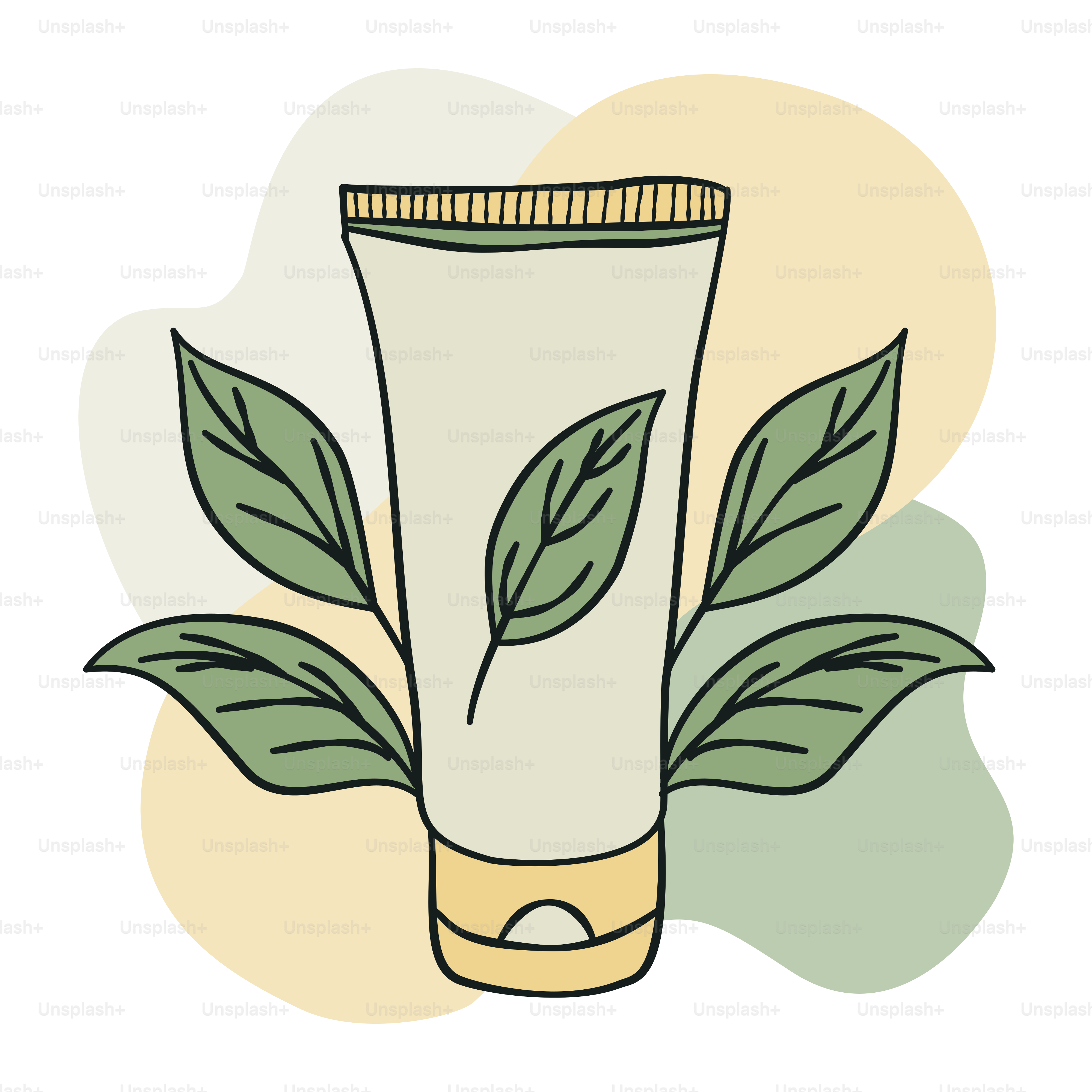 A tube of toothpaste with green leaves on it