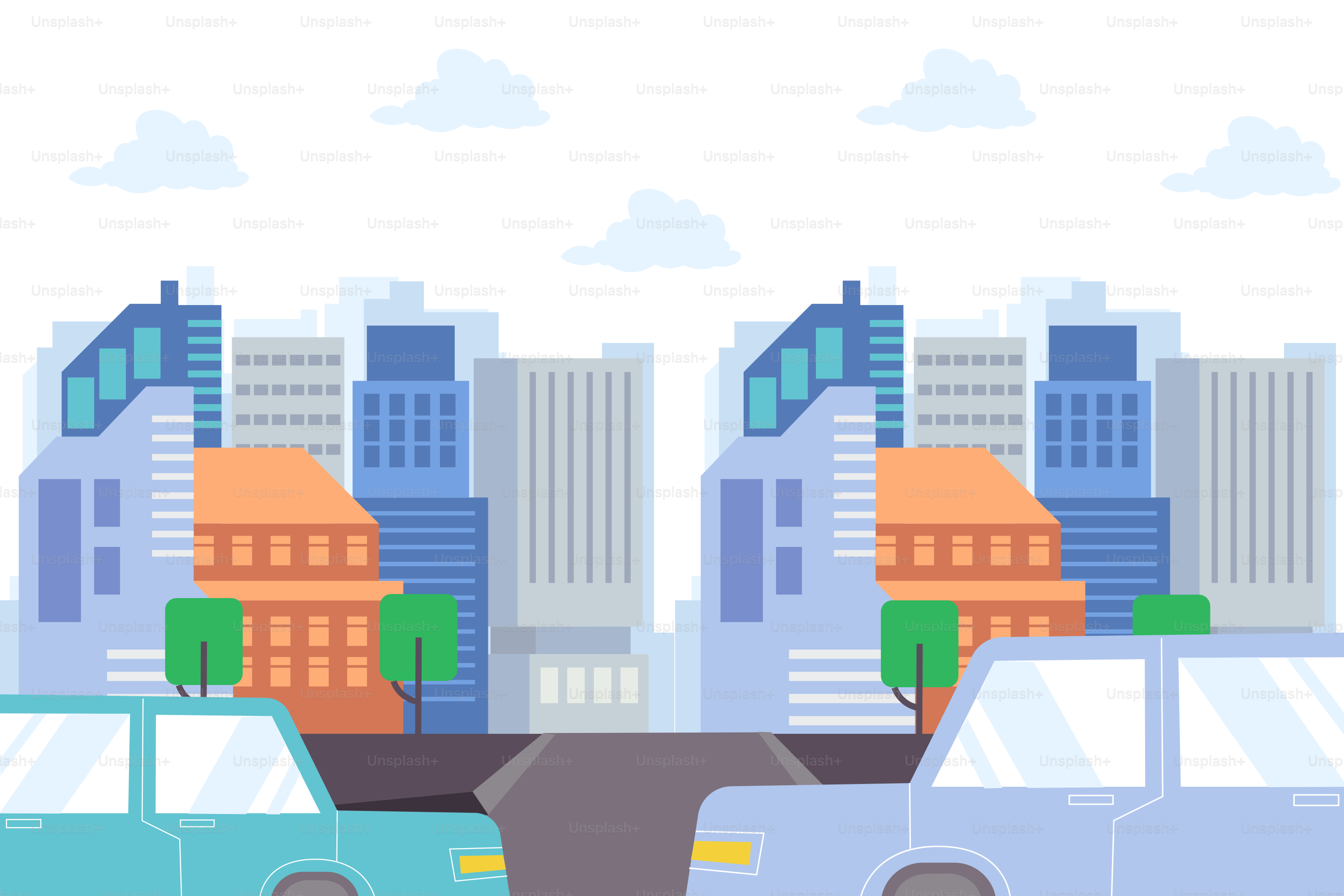 A couple of cars that are sitting in the street