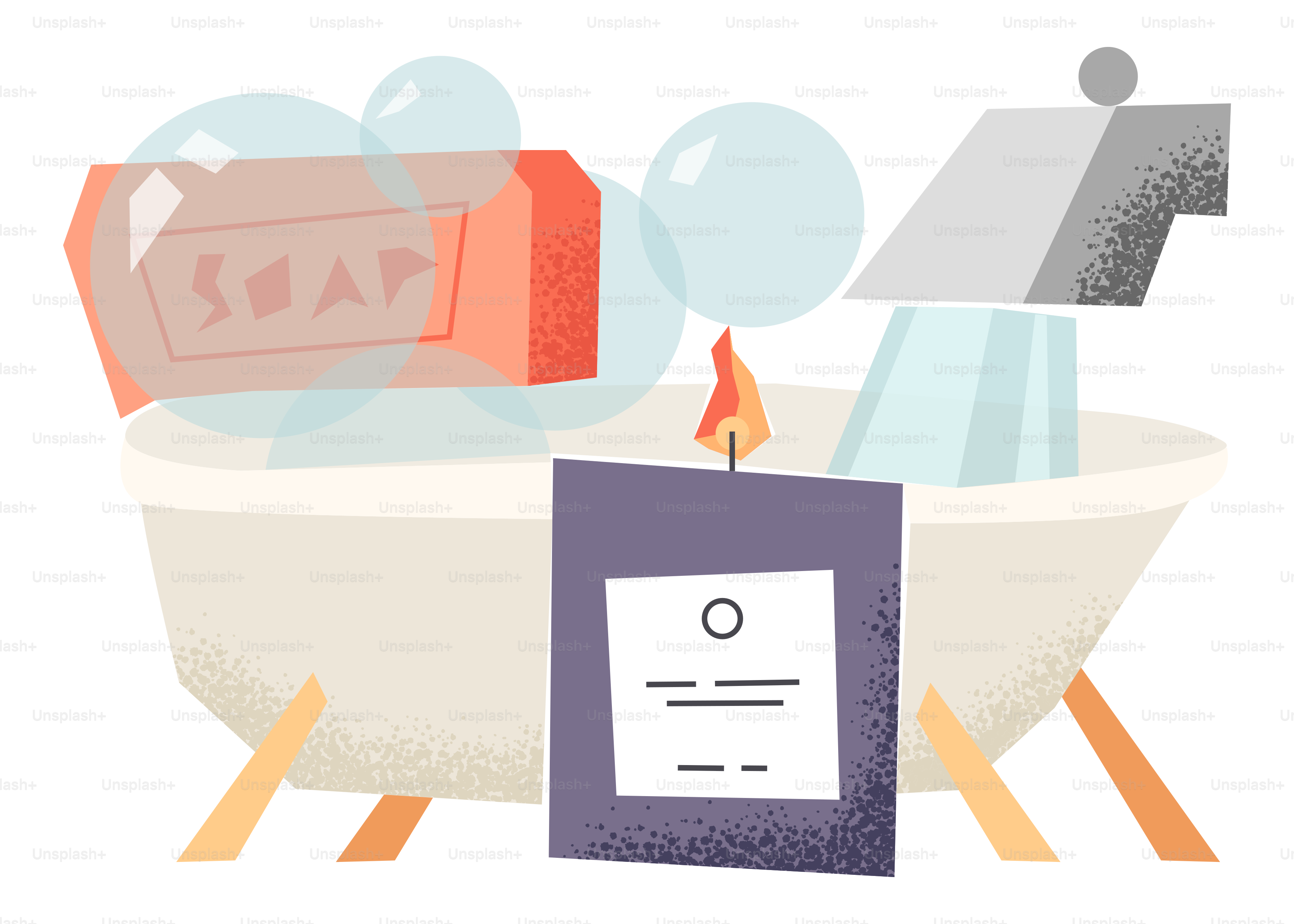 A drawing of a bathtub with soap and a note