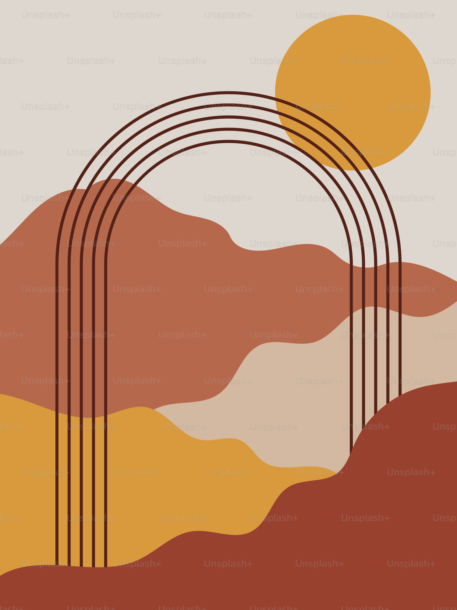 A picture of a mountain with a sun in the background