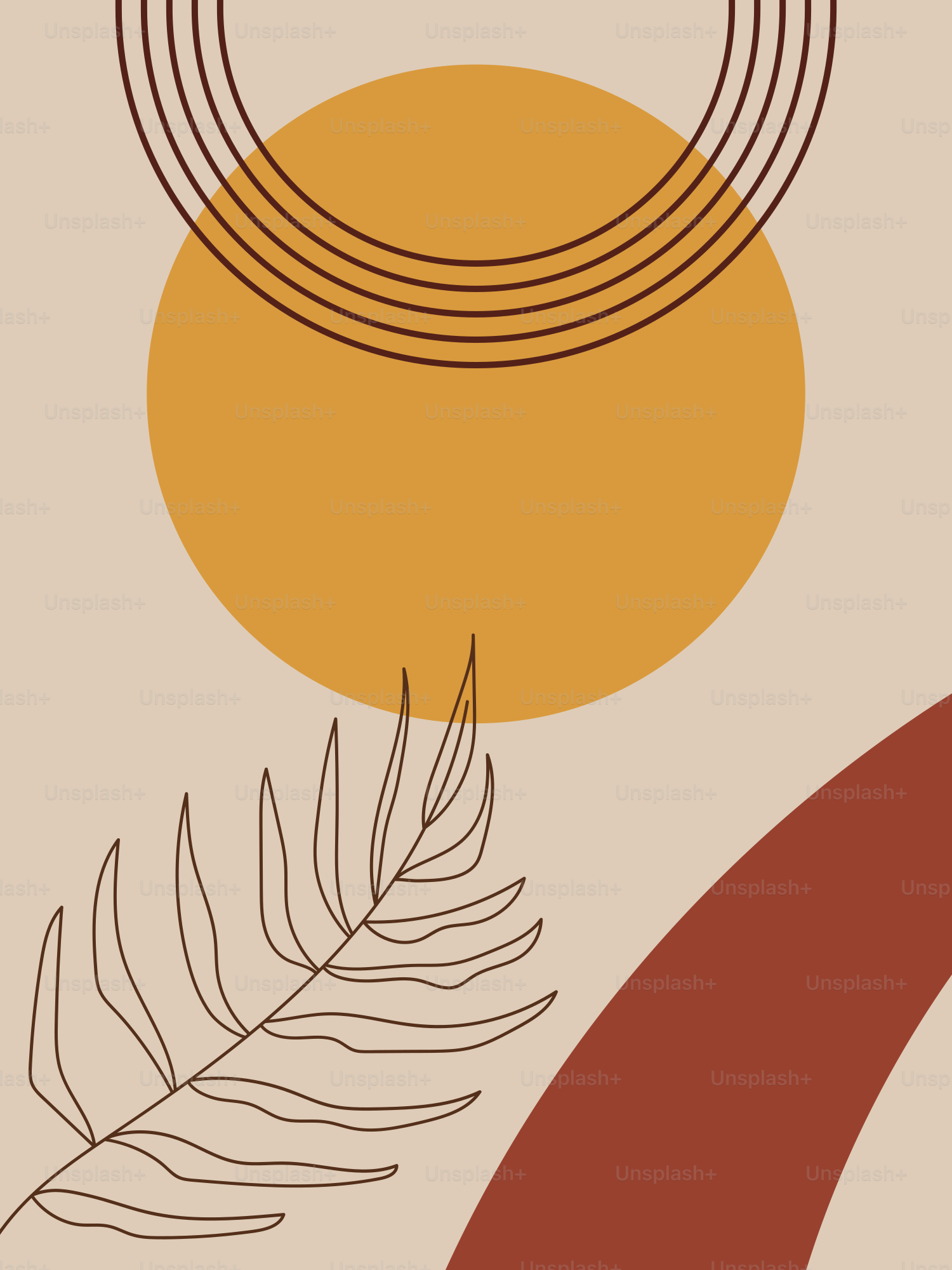 A picture of a plant with a sun in the background