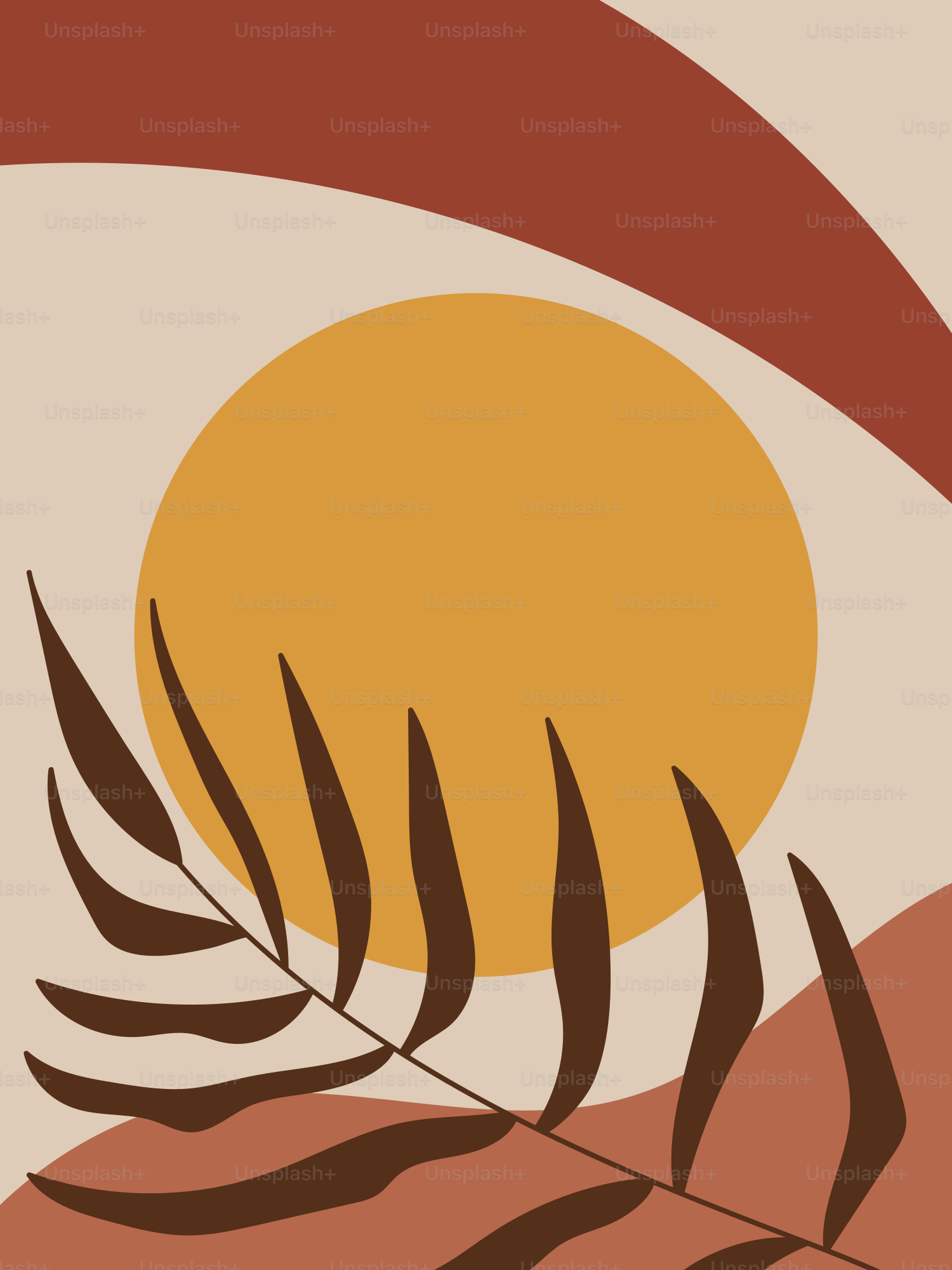 A picture of a plant with a sun in the background