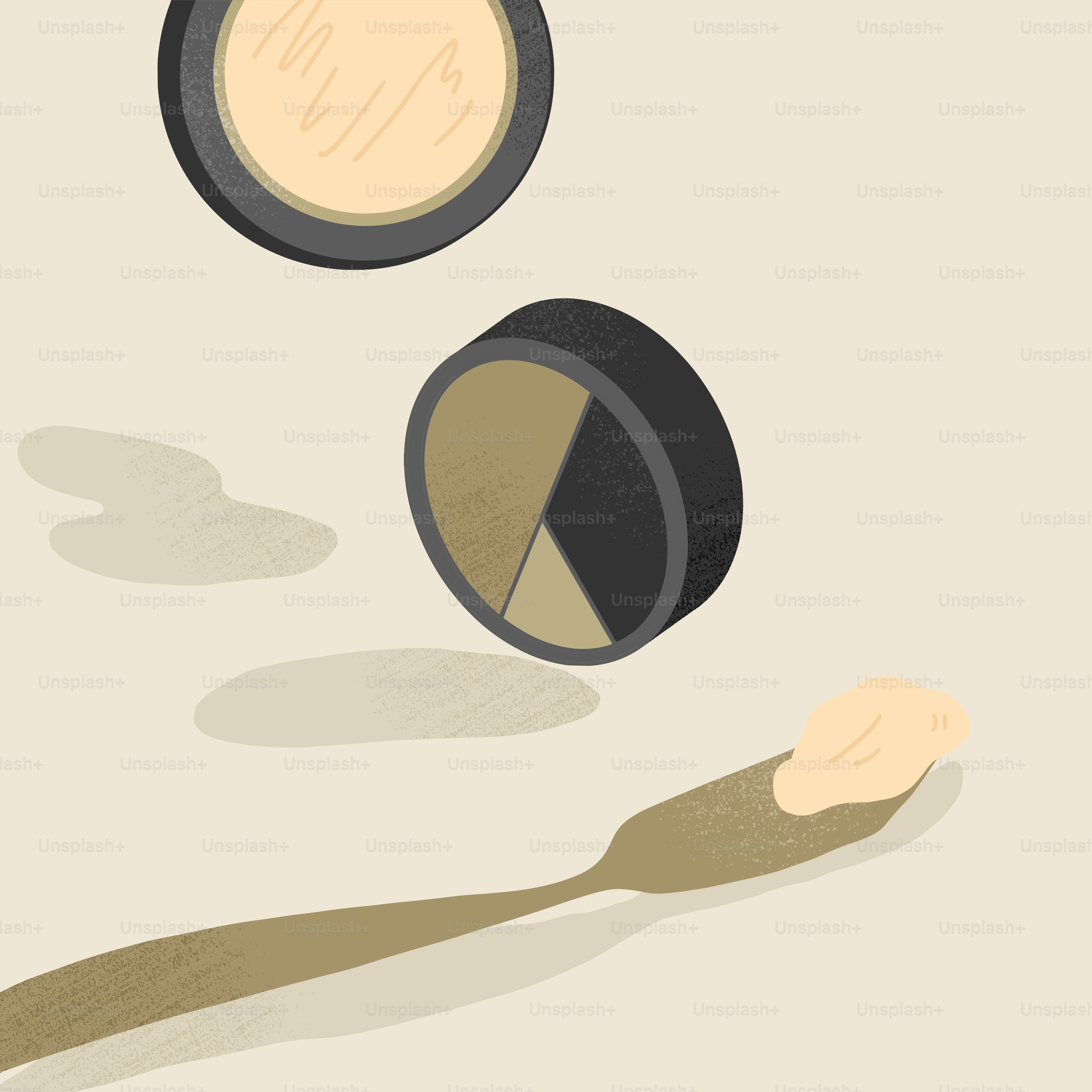 A drawing of a brush and a powder