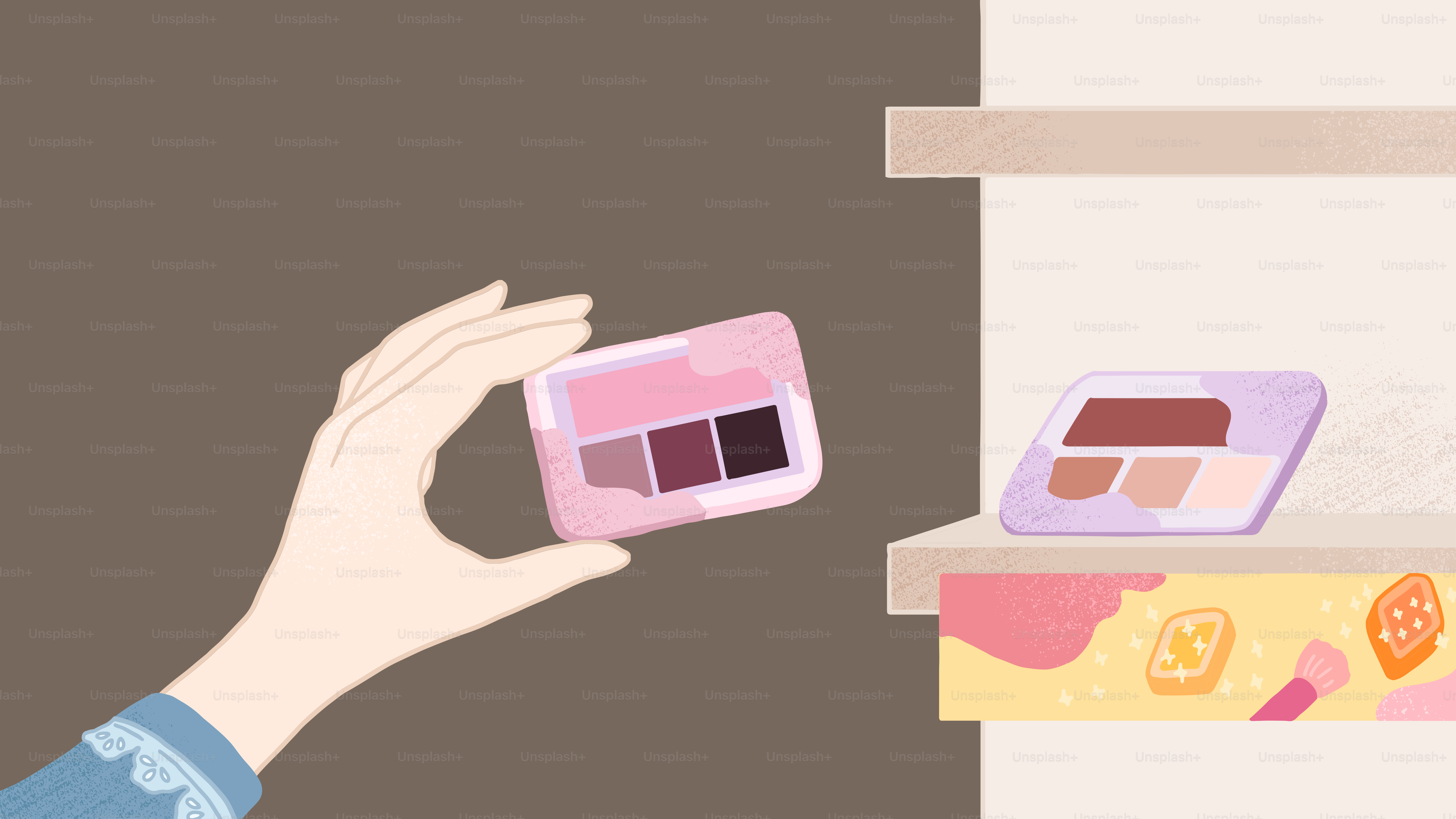 Uma pessoa segurando uma pequena caixa de maquiagem