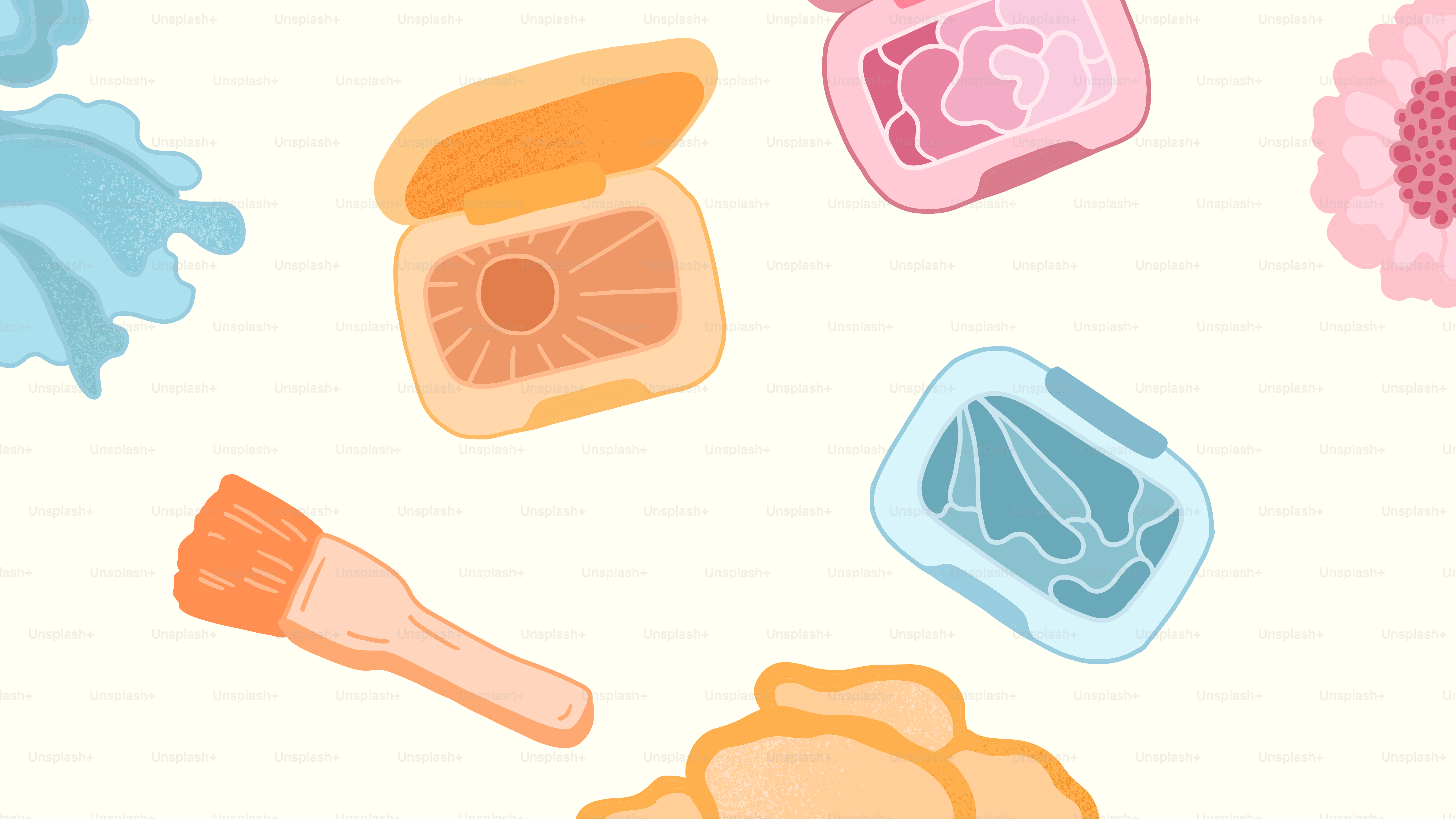 A bunch of different items that are on a white surface