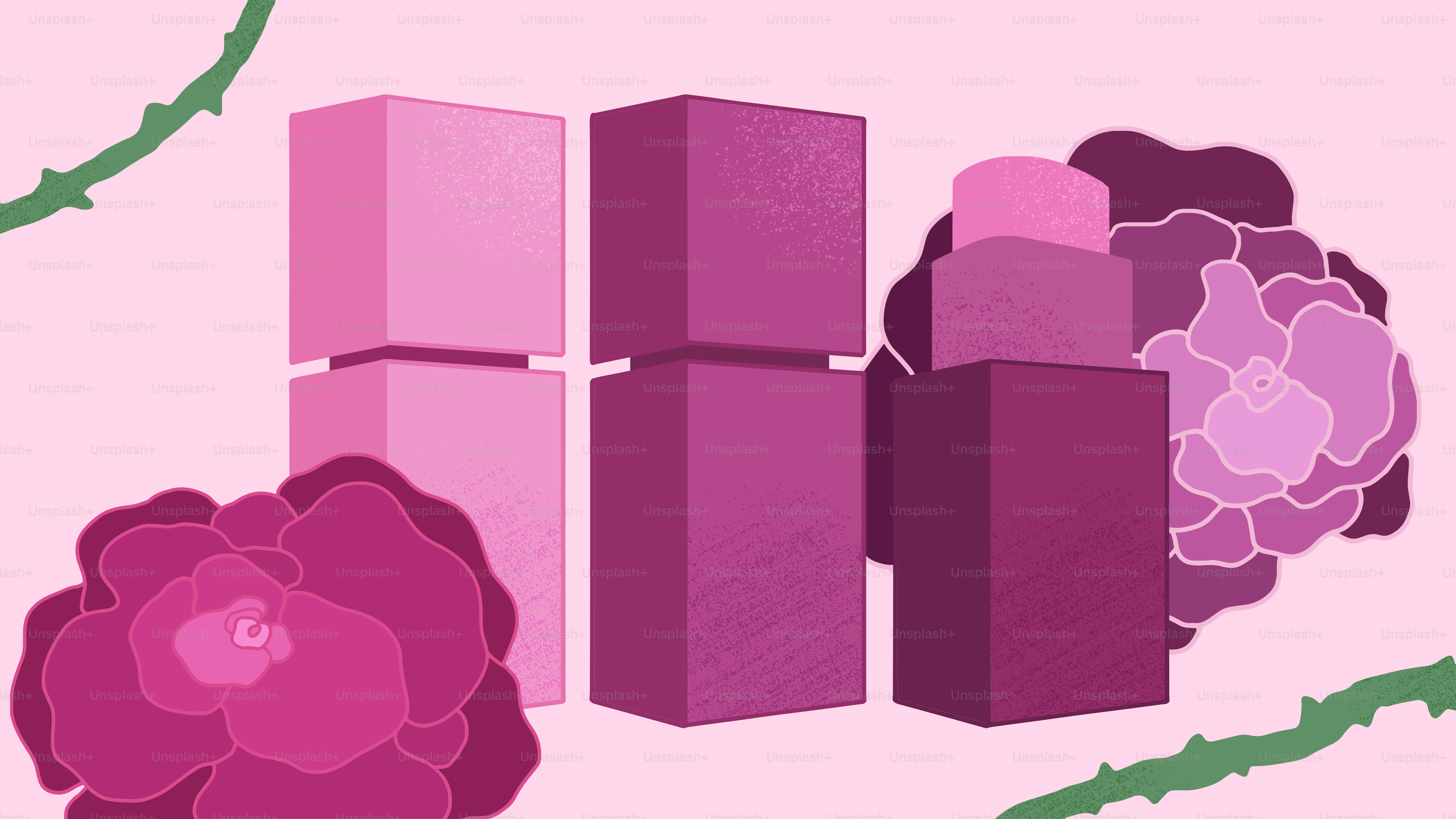 A picture of a pink flower and some boxes