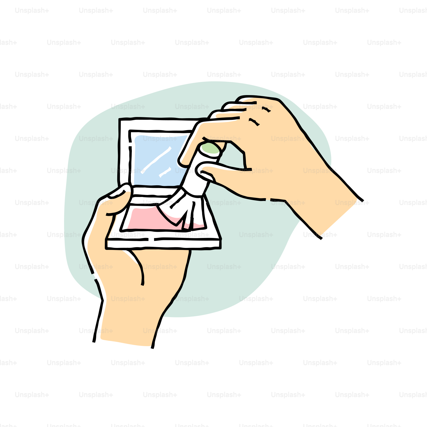 Eine Person hält ein kleines Gerät in der Hand