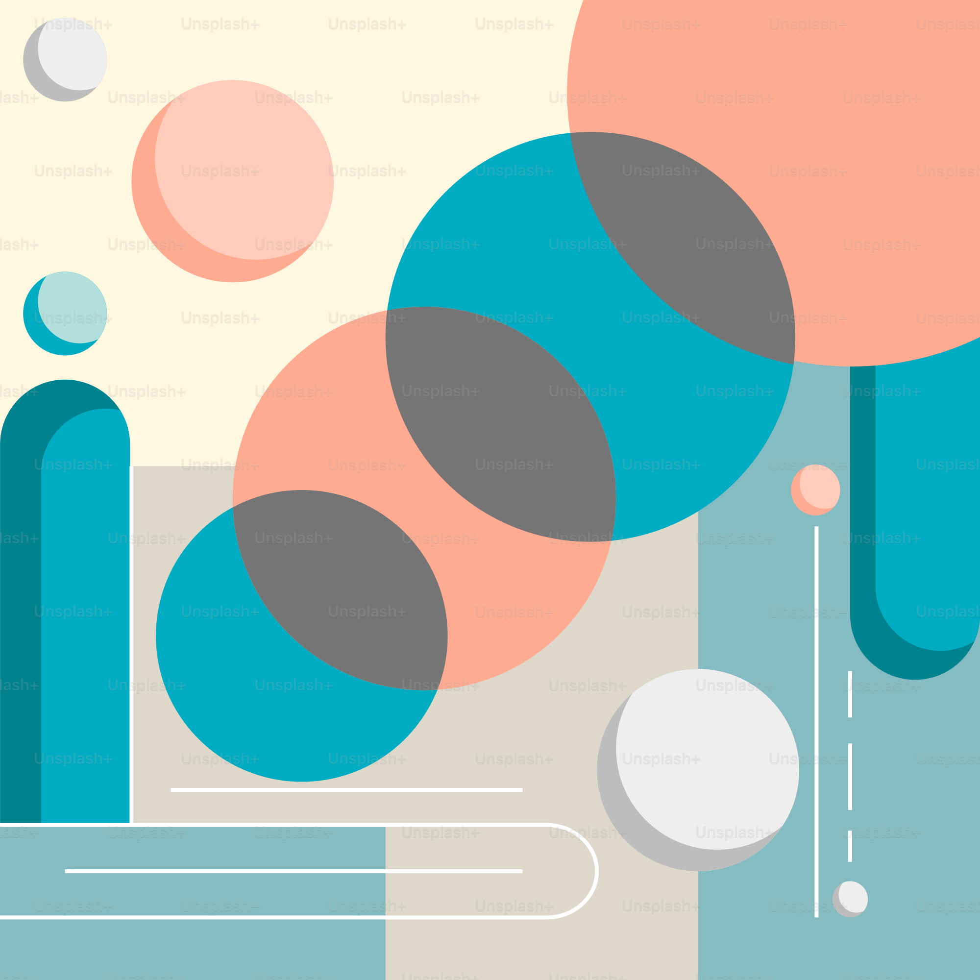 Un fond abstrait coloré avec des cercles et des lignes