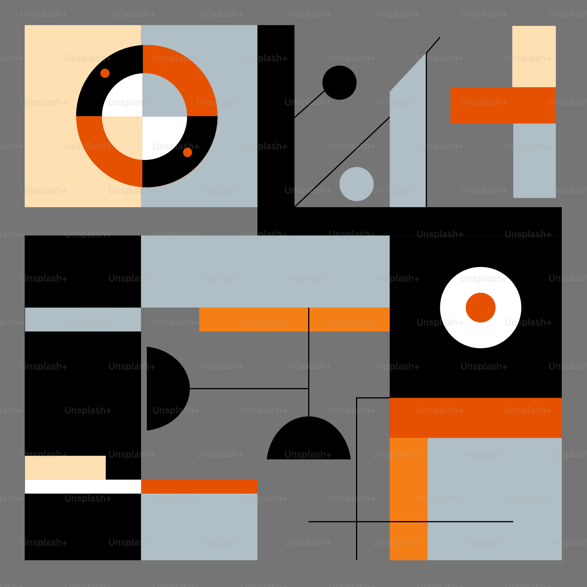 灰色の背景に四角と円の模様