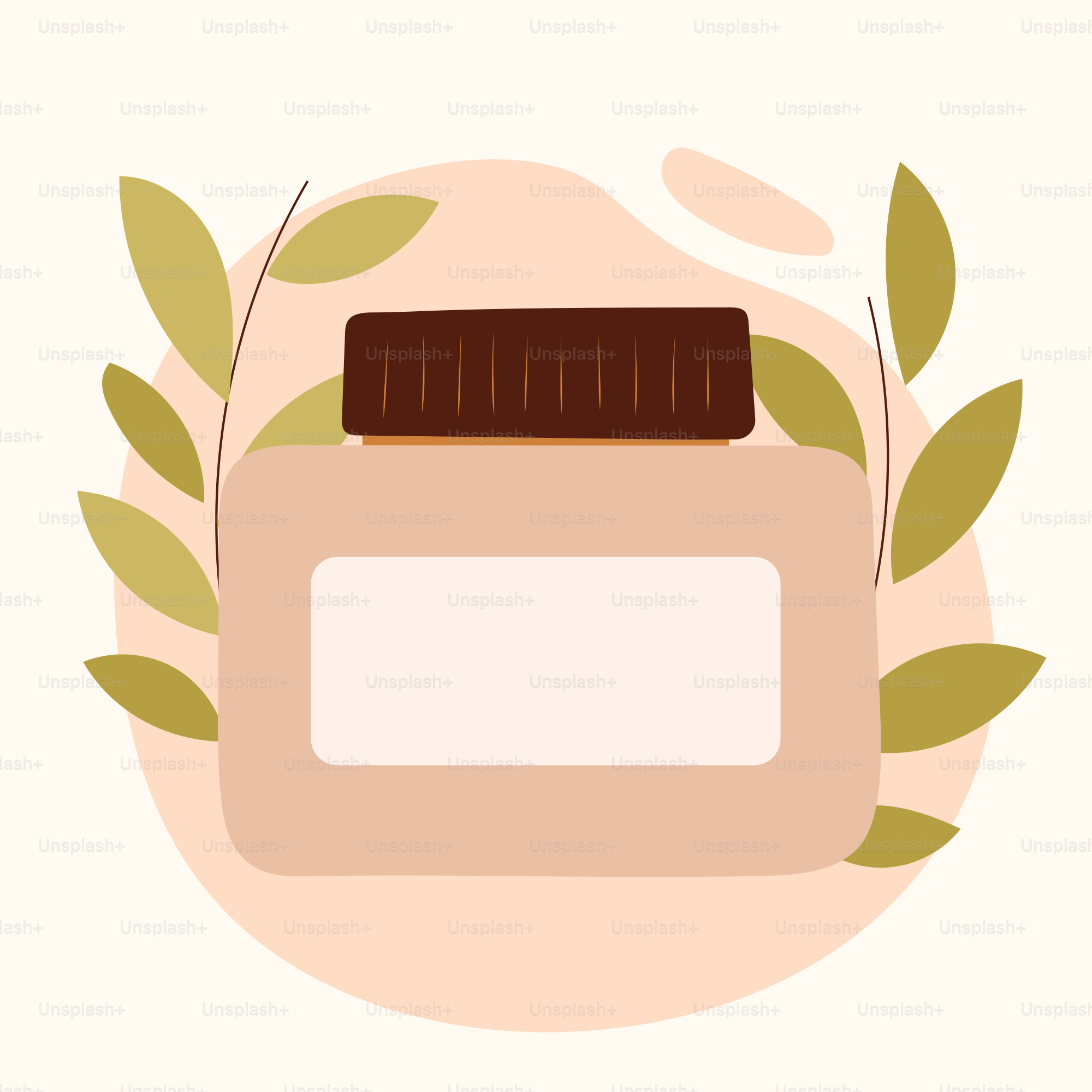 A jar of peanut butter surrounded by leaves