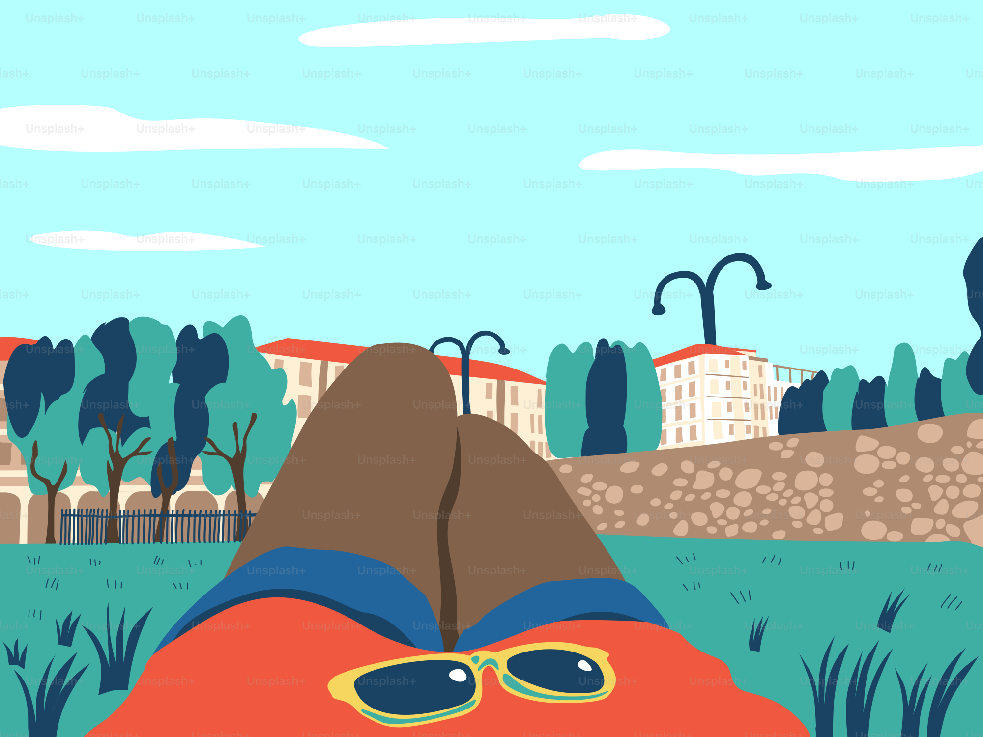 Una caricatura de una persona tirada en el suelo