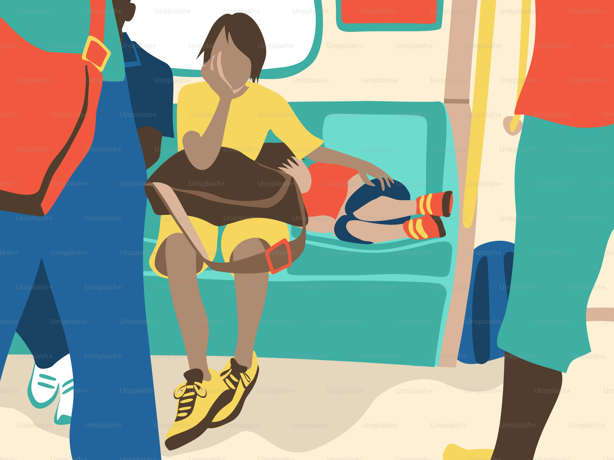 A group of people standing around a bus