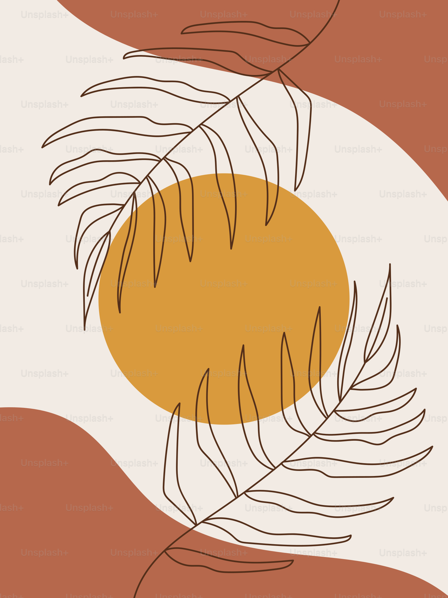 A picture of a plant on a white and brown background