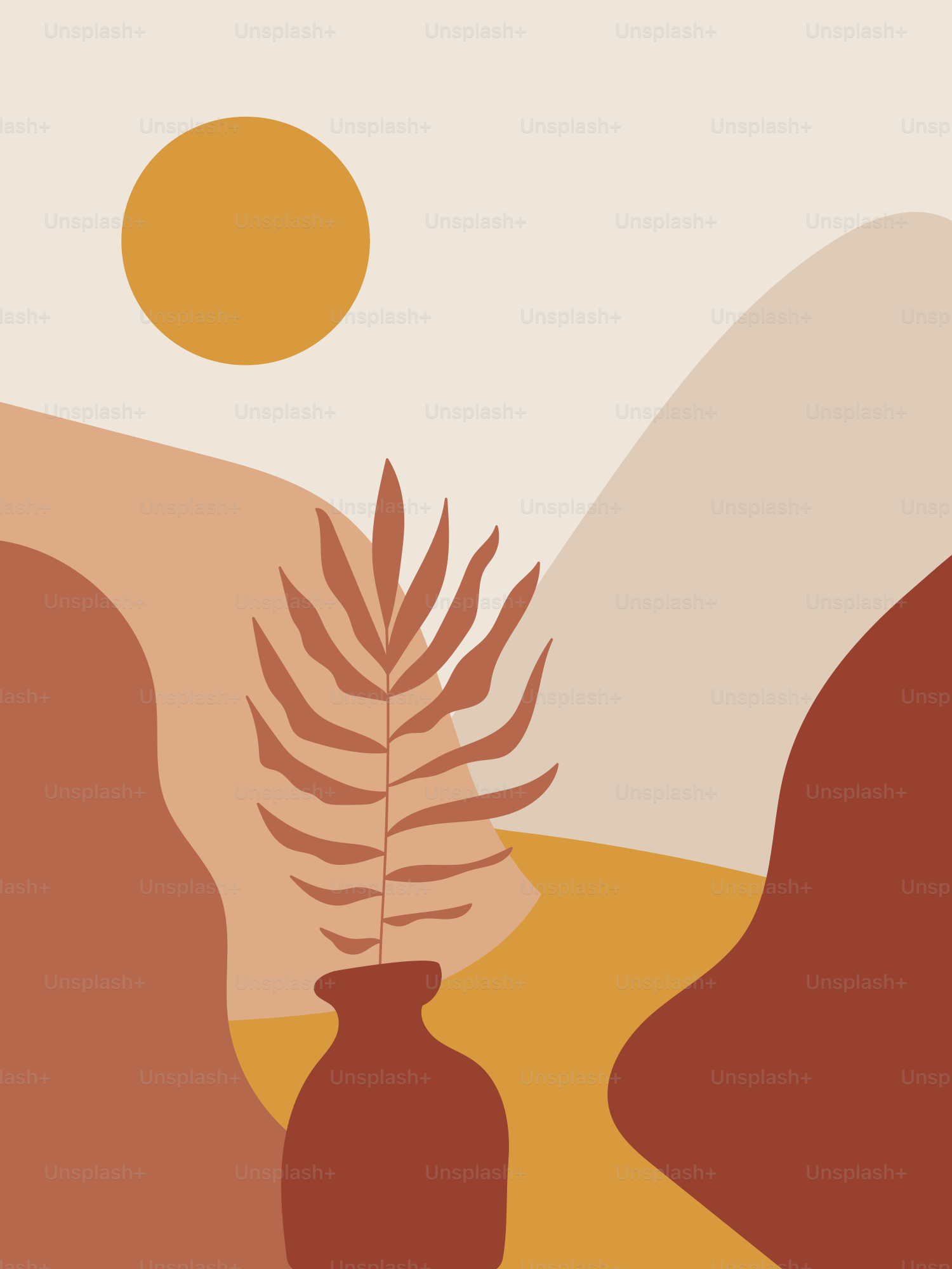 A vase with a plant in it sitting on a table