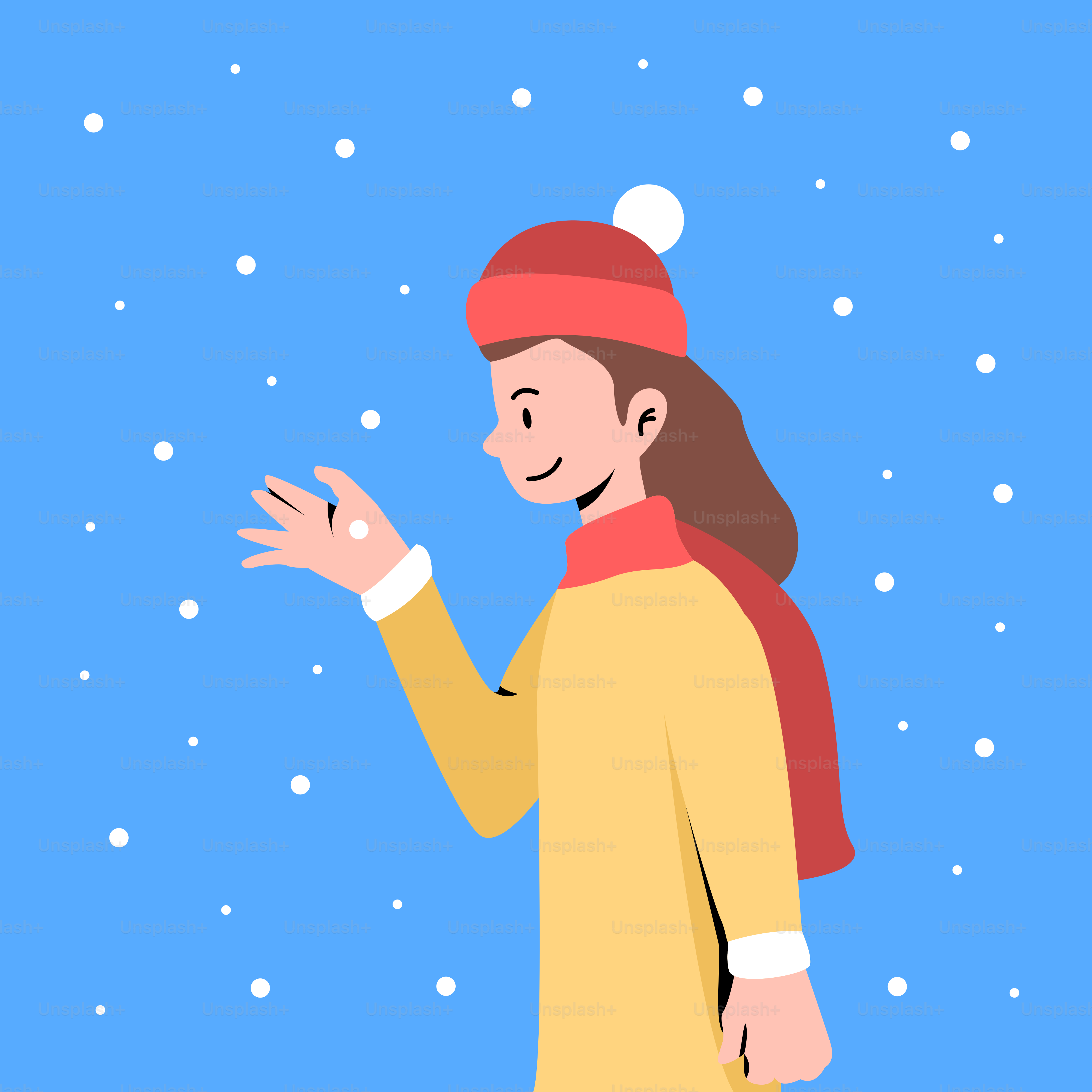 A person wearing a red hat and a yellow coat