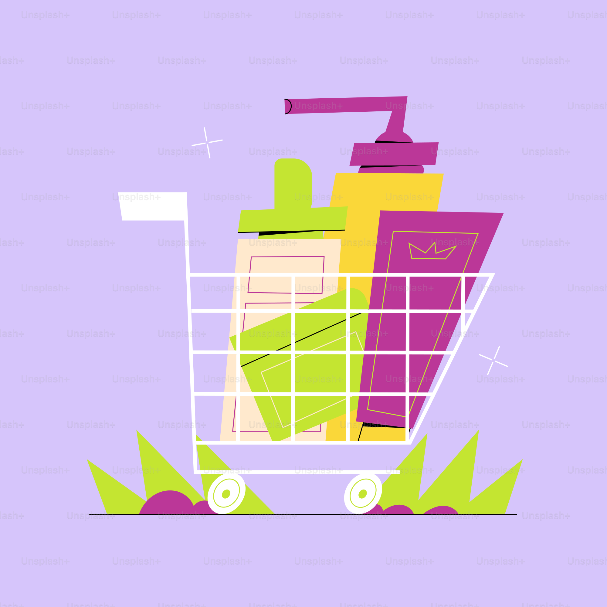 A shopping cart filled with lots of different items