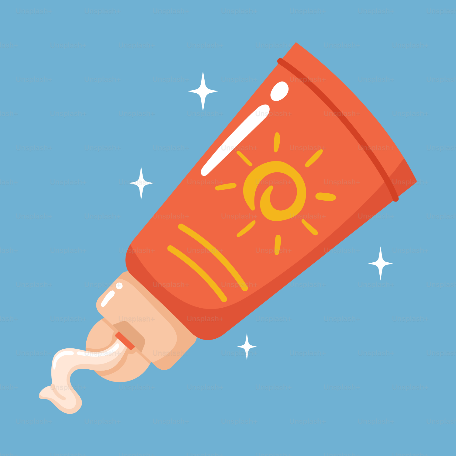 A red tube with a yellow sun on it