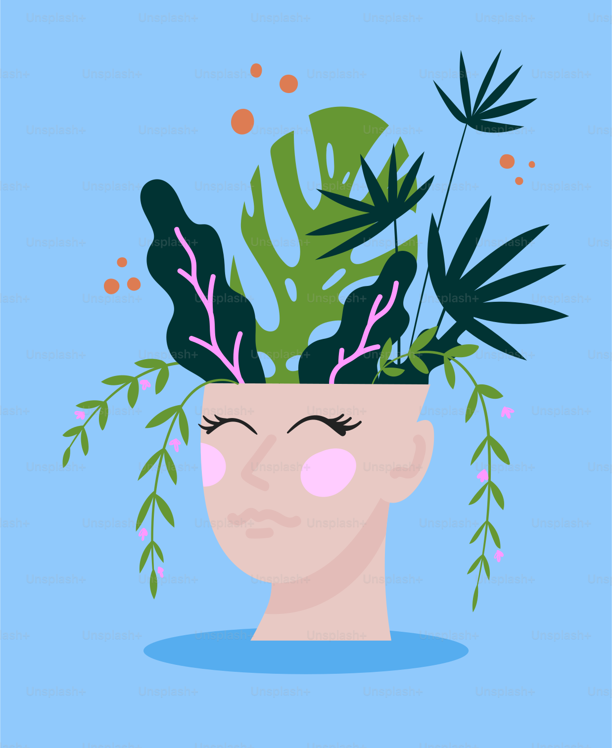 A person with a plant in their head