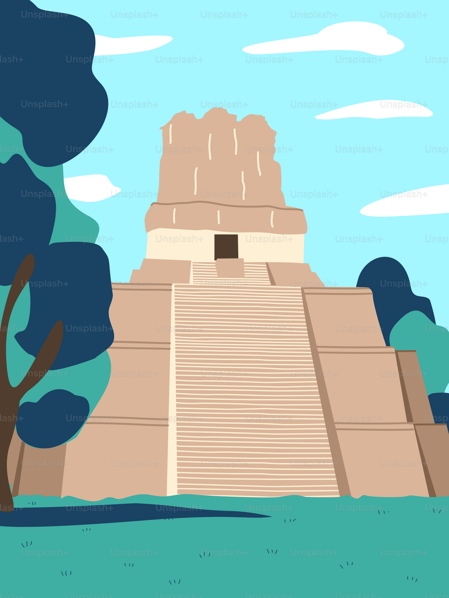 Un edificio grande con un árbol delante