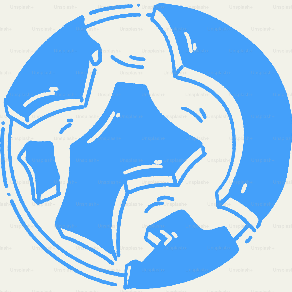 A blue and white picture of a man doing a handstand